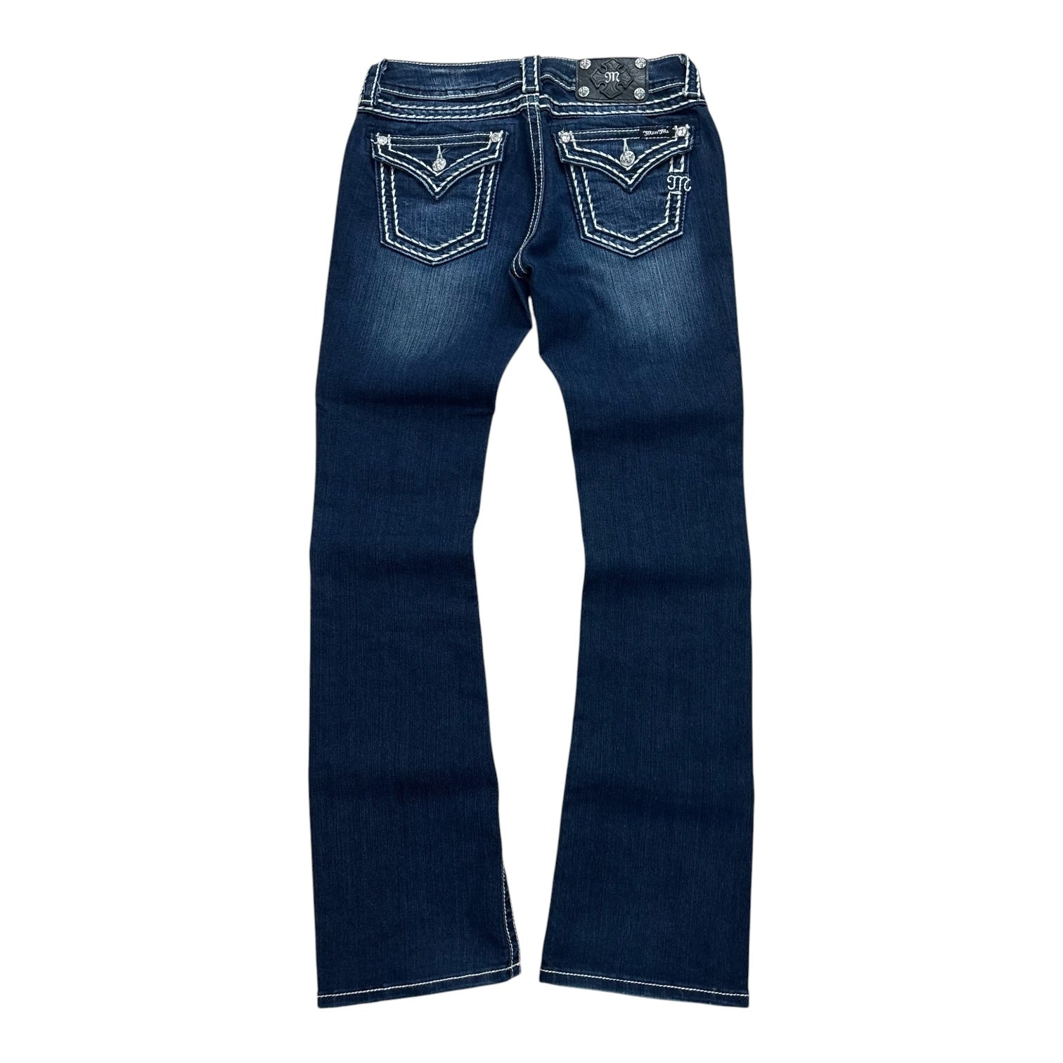 MissMe Y2K Distressed Boot-Cut Jeans (29”)