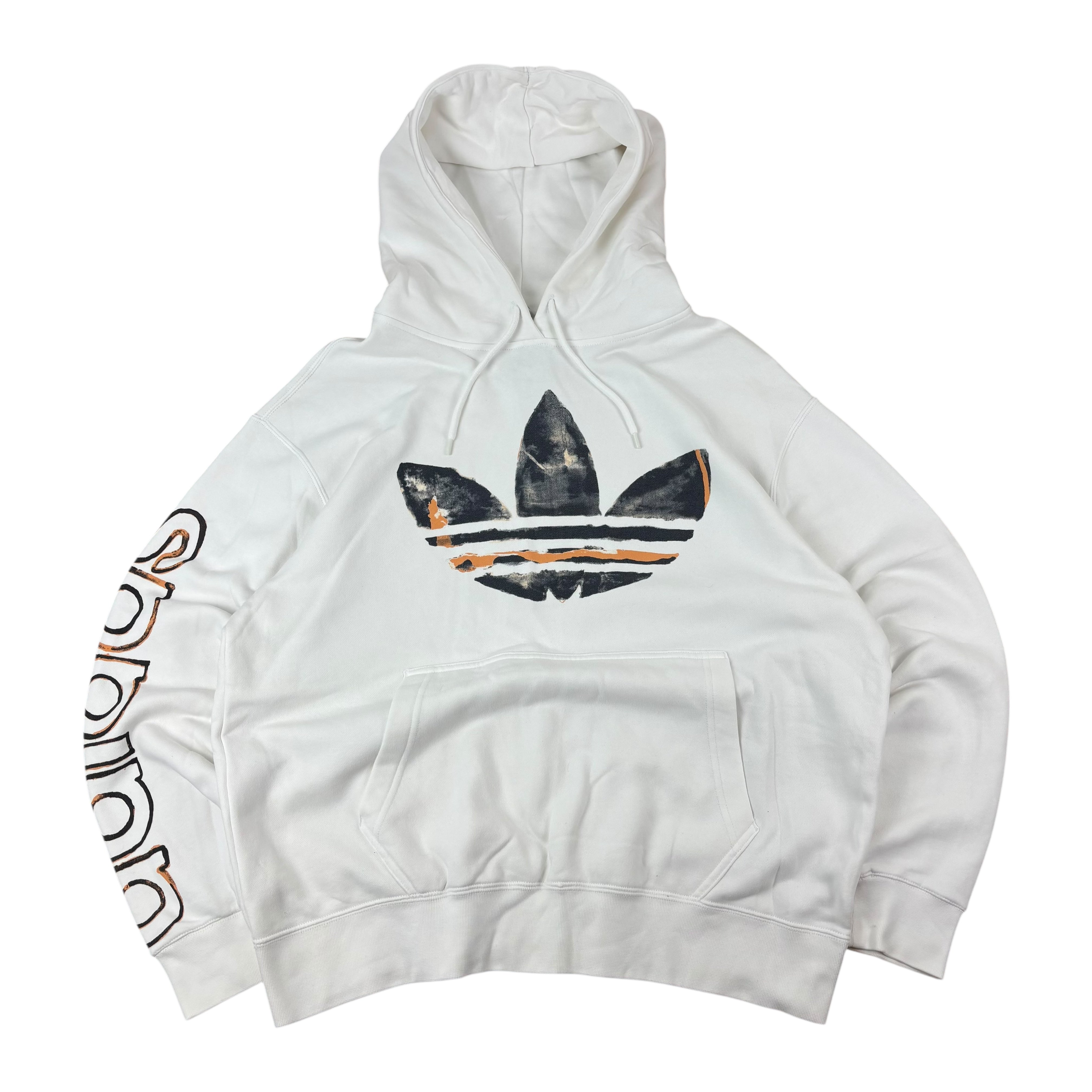Adidas White Logo Graphic Hoodie (M)