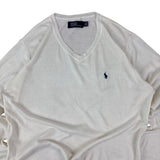 Polo Ralph Lauren White Knitted V-Neck Sweater (M)
