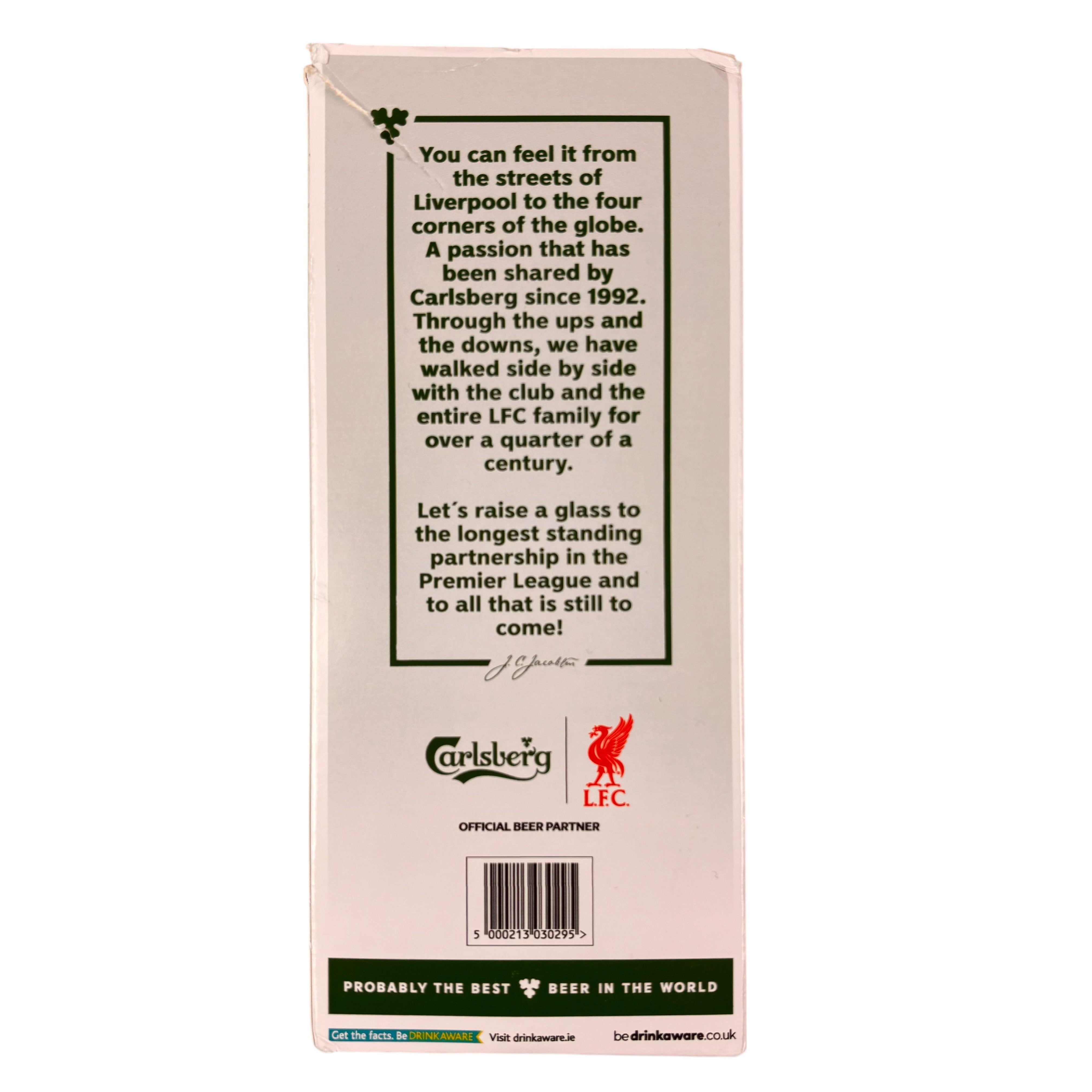 Carlsberg Liverpool FC 2025 Official Beer Partner Pint Glass