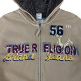 True Religion Y2K Contrast Stitch Faux-Fur Lined Hoodie (XL)