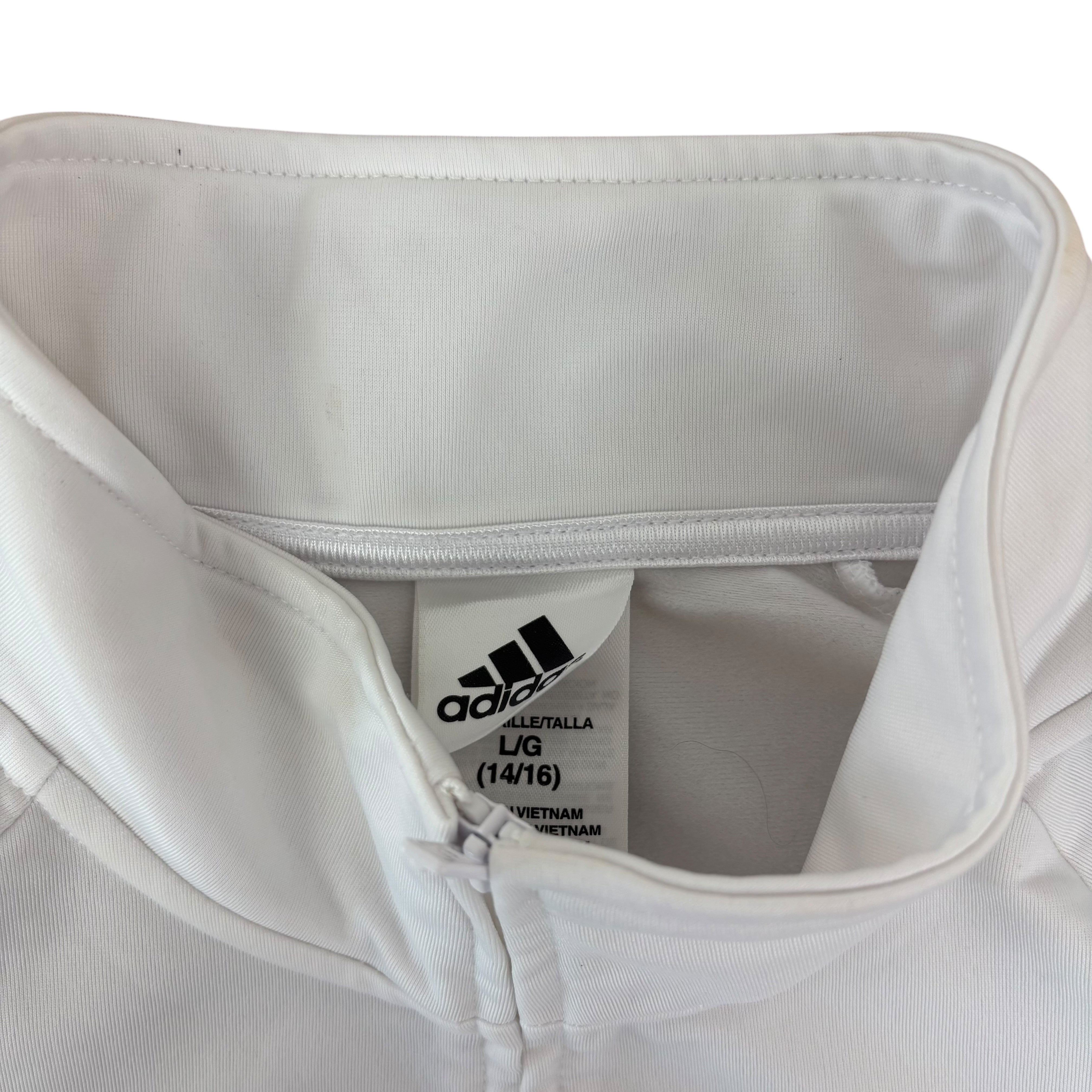 Adidas White Spell-Out Track Jacket (Women’s L)