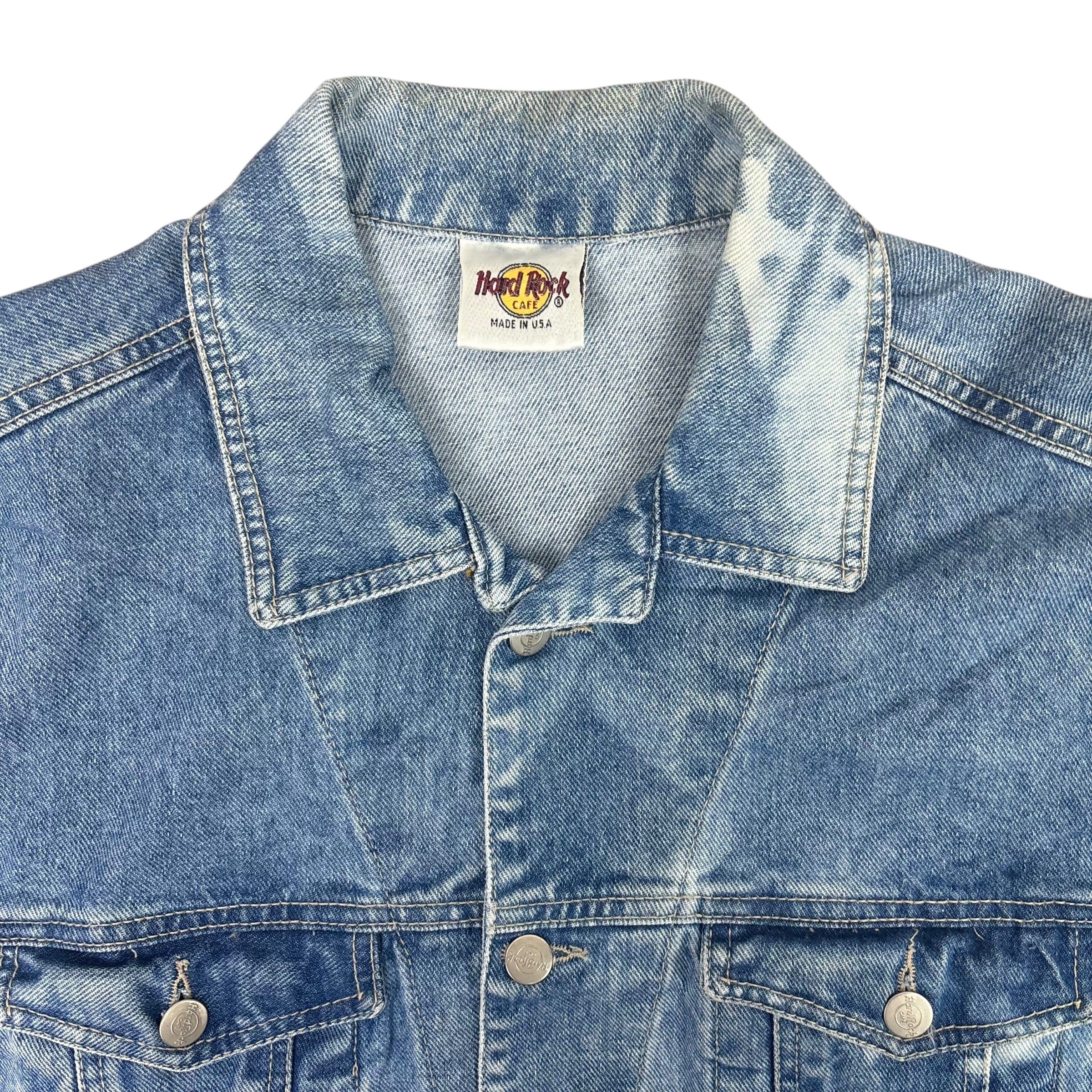 Hard Rock Cafe New York Vintage Bleach-Dyed Denim Jacket (L)
