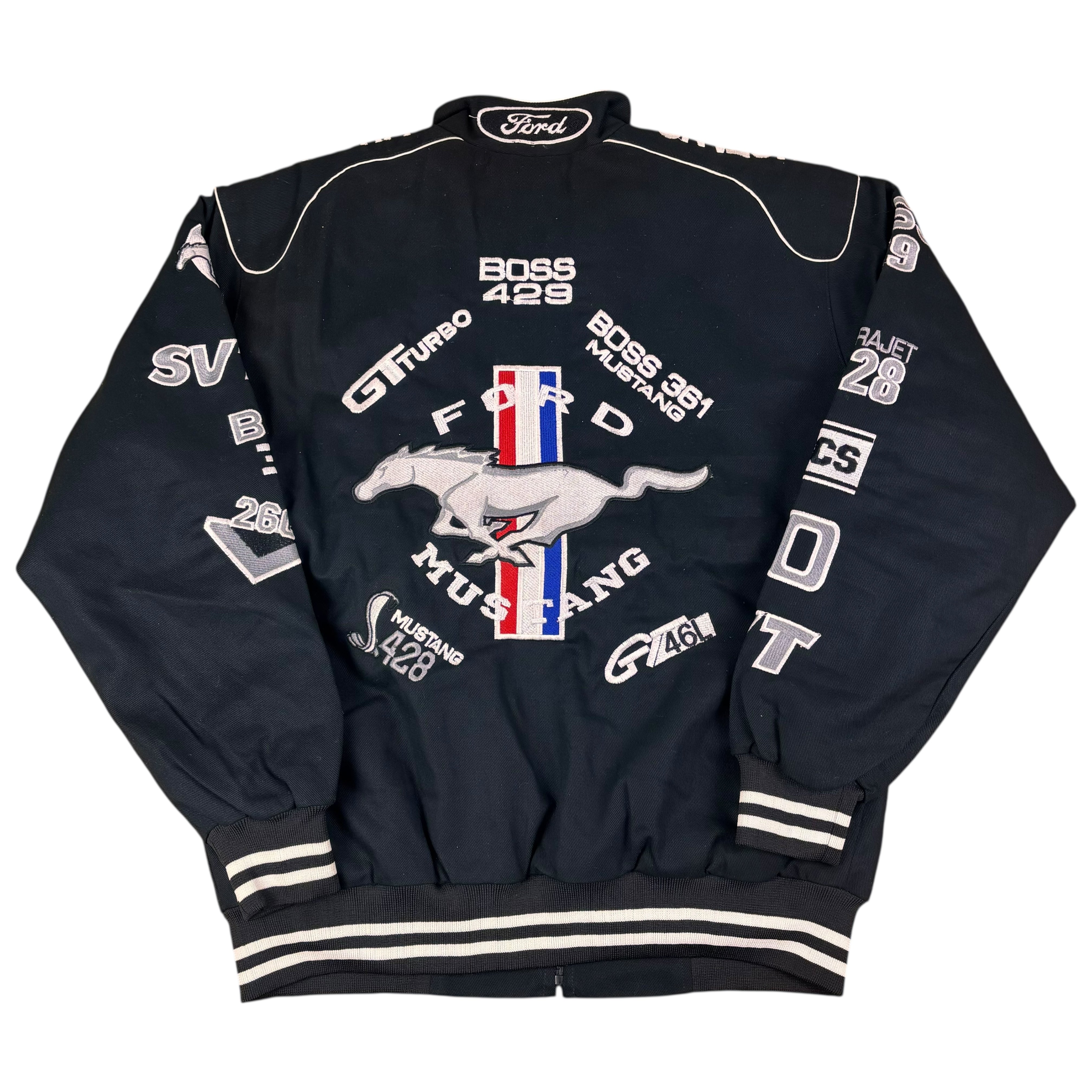 JHDesign Black Ford Mustang NASCAR Racing Jacket (L)