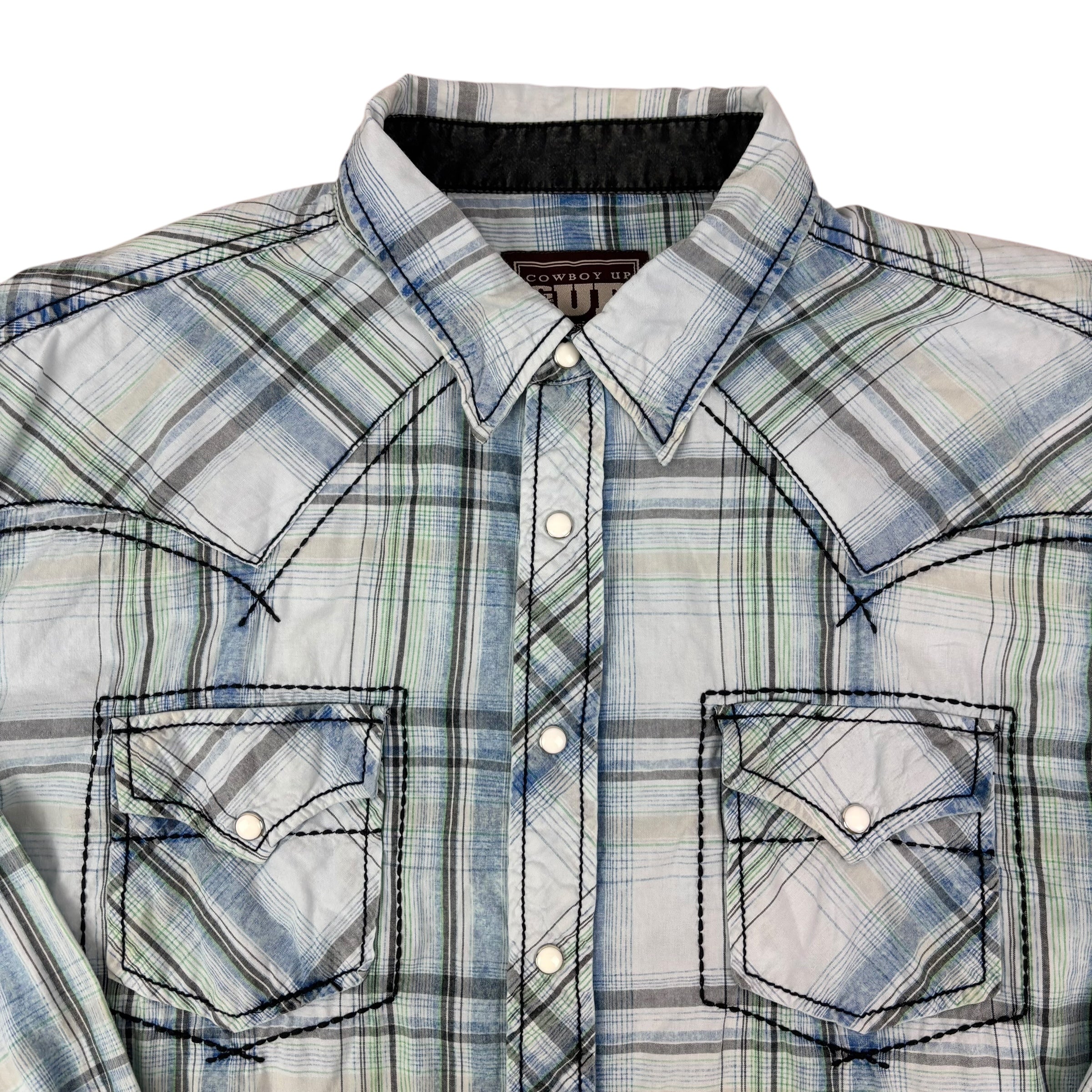 Cowboy Up Pearl Snap Plaid Shirt (XL)