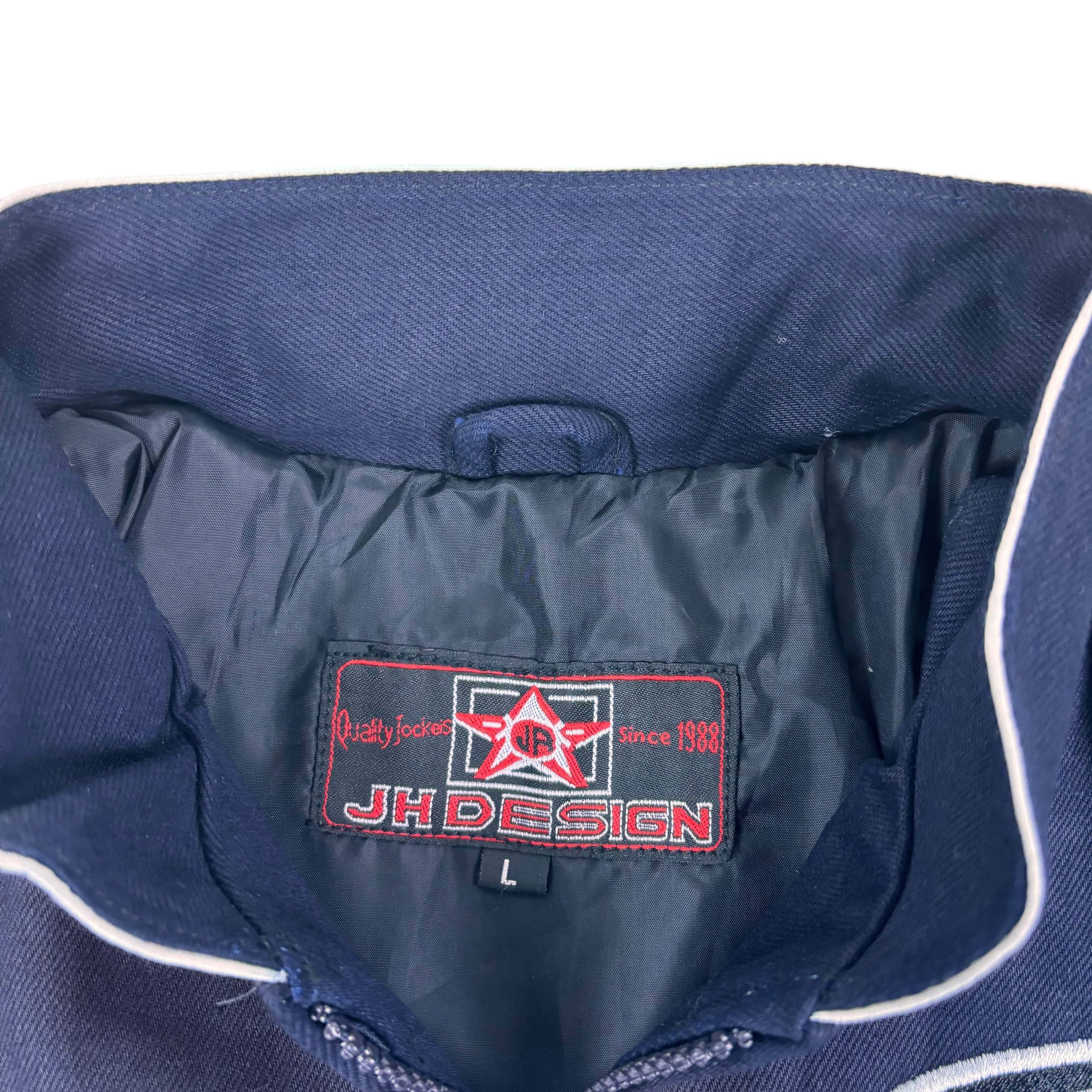 JHDesign Navy Ford Mustang NASCAR Racing Jacket (L)