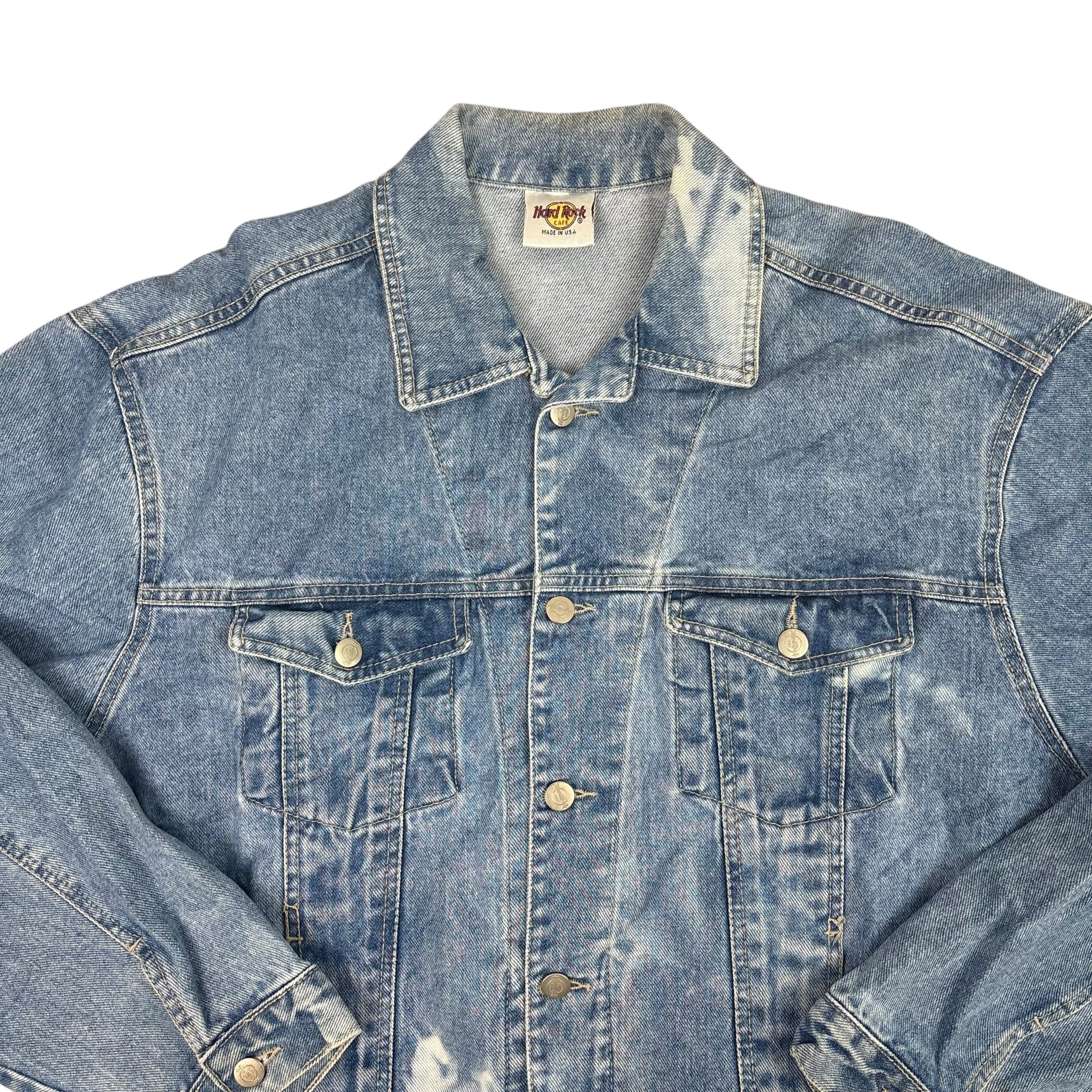 Hard Rock Cafe New York Vintage Bleach-Dyed Denim Jacket (L)