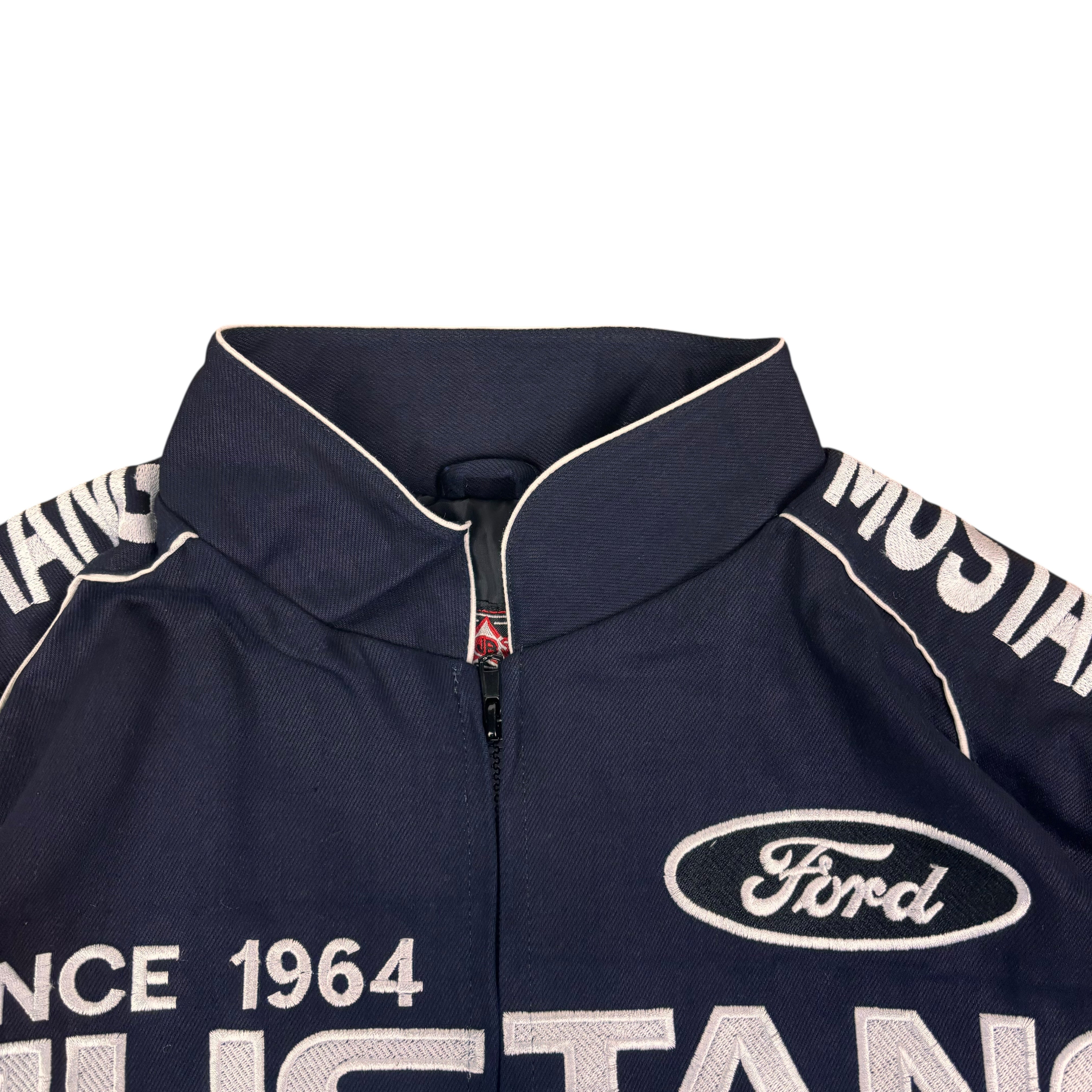 JHDesign Navy Ford Mustang NASCAR Racing Jacket (L)