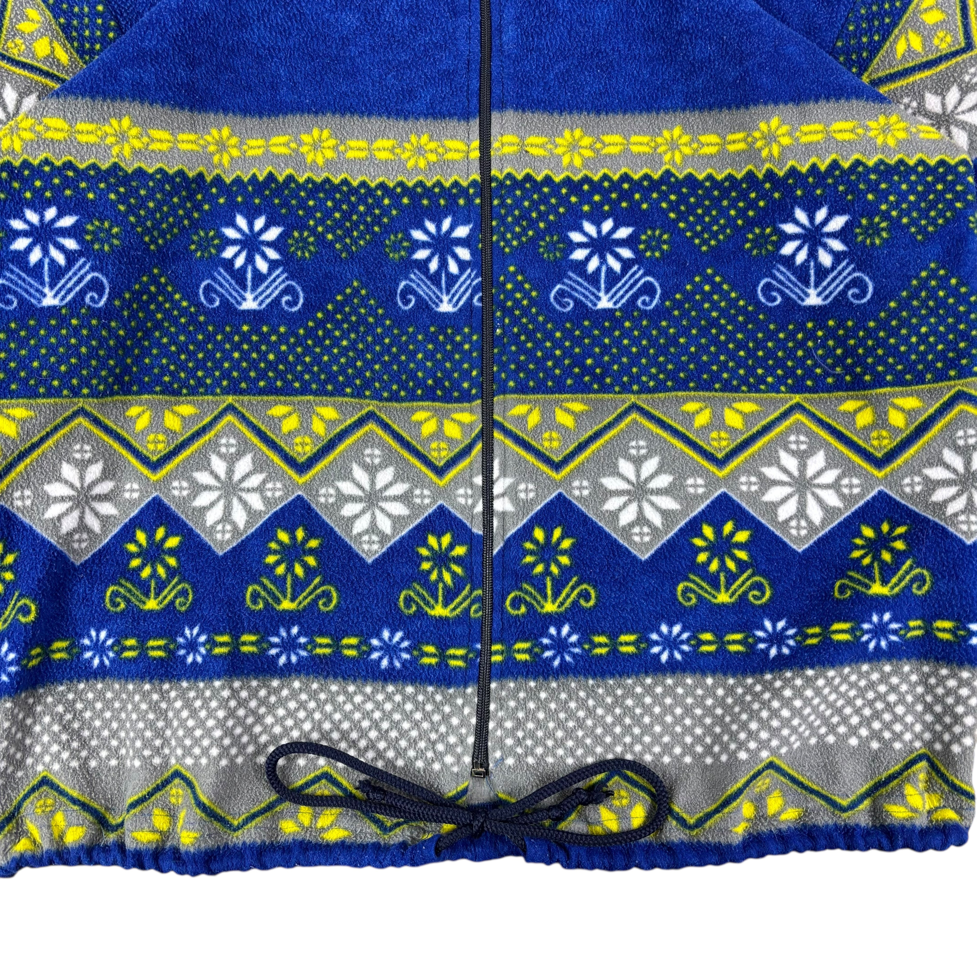 Vintage Blue Flower Pattern Fleece (M)