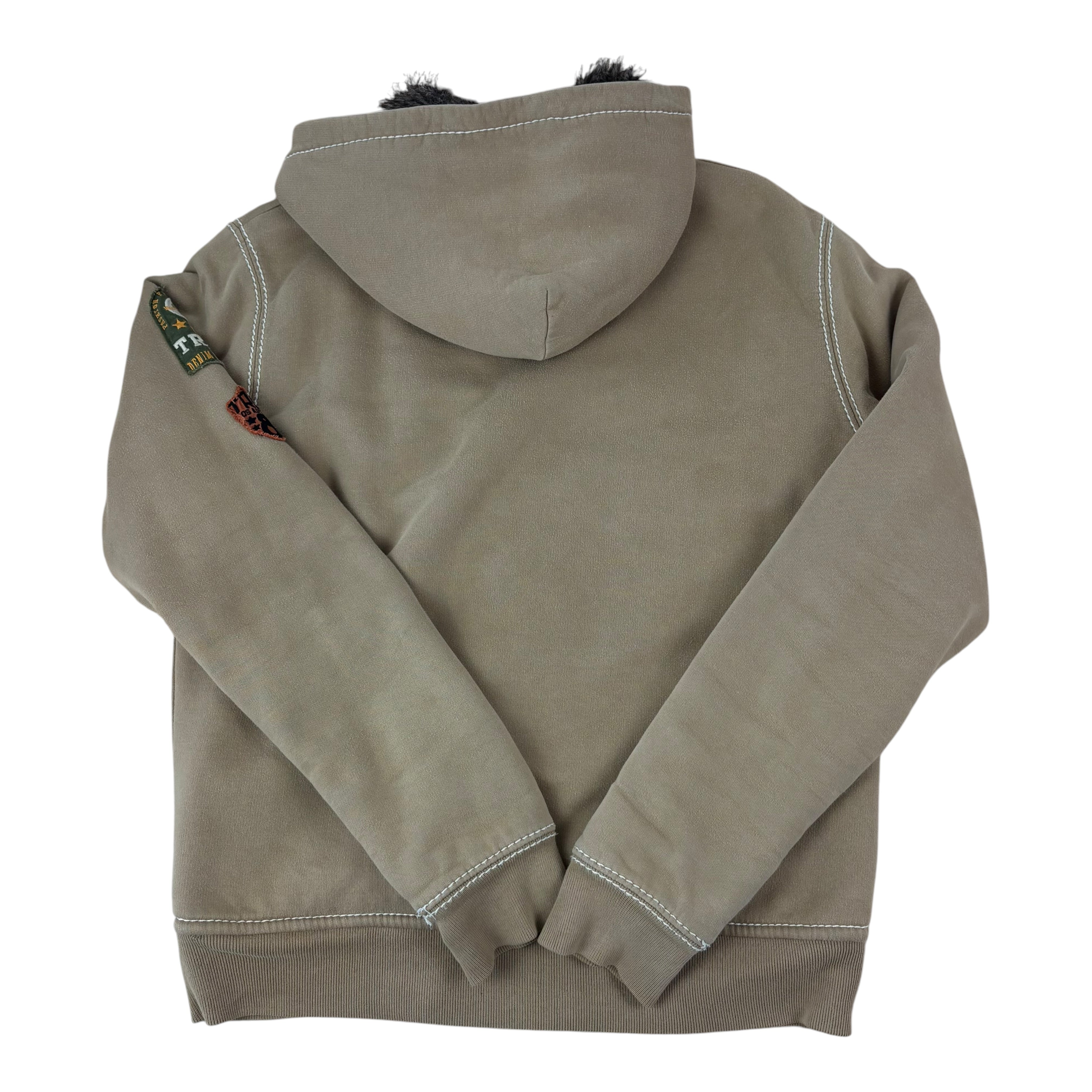 True Religion Y2K Contrast Stitch Faux-Fur Lined Hoodie (XL)