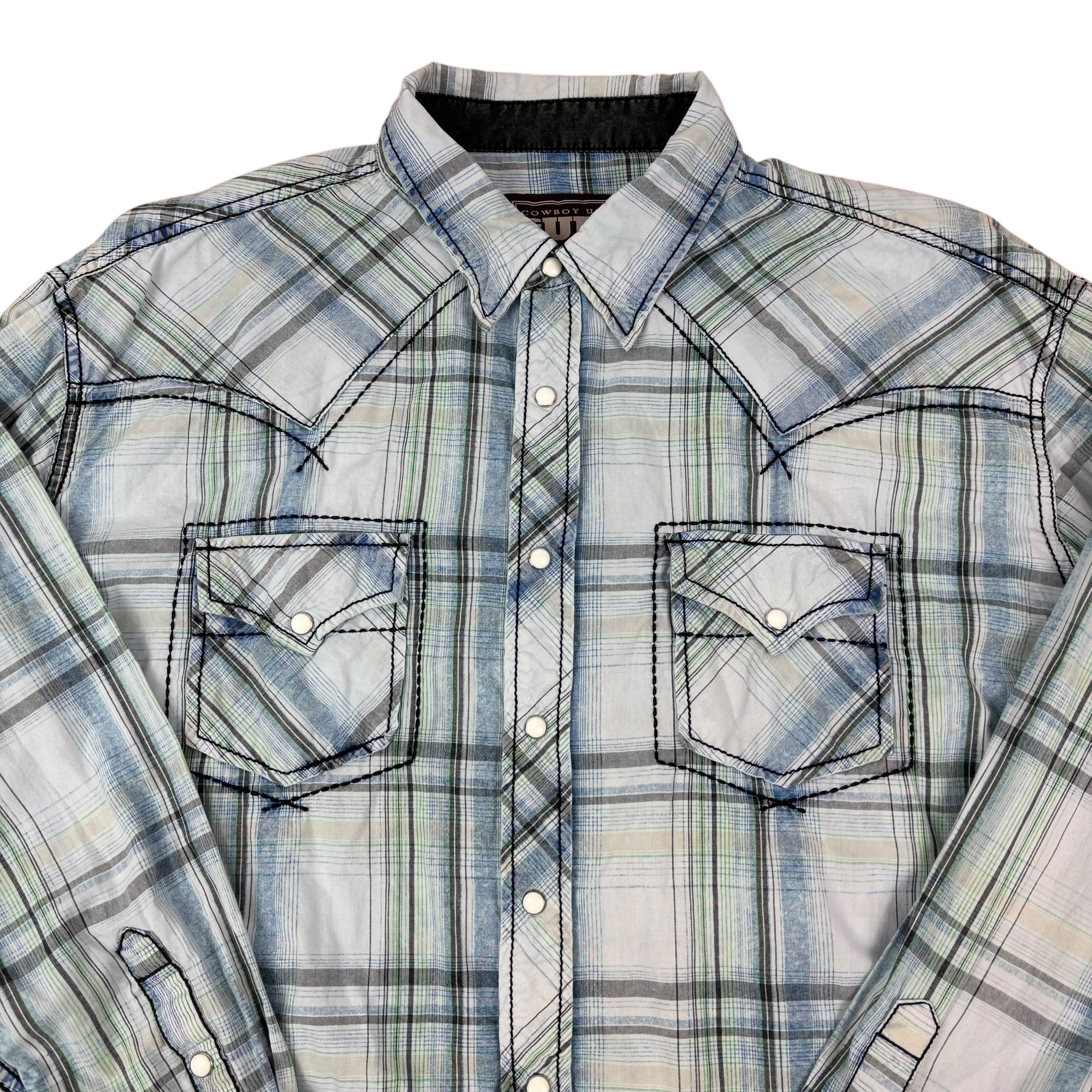 Cowboy Up Pearl Snap Plaid Shirt (XL)
