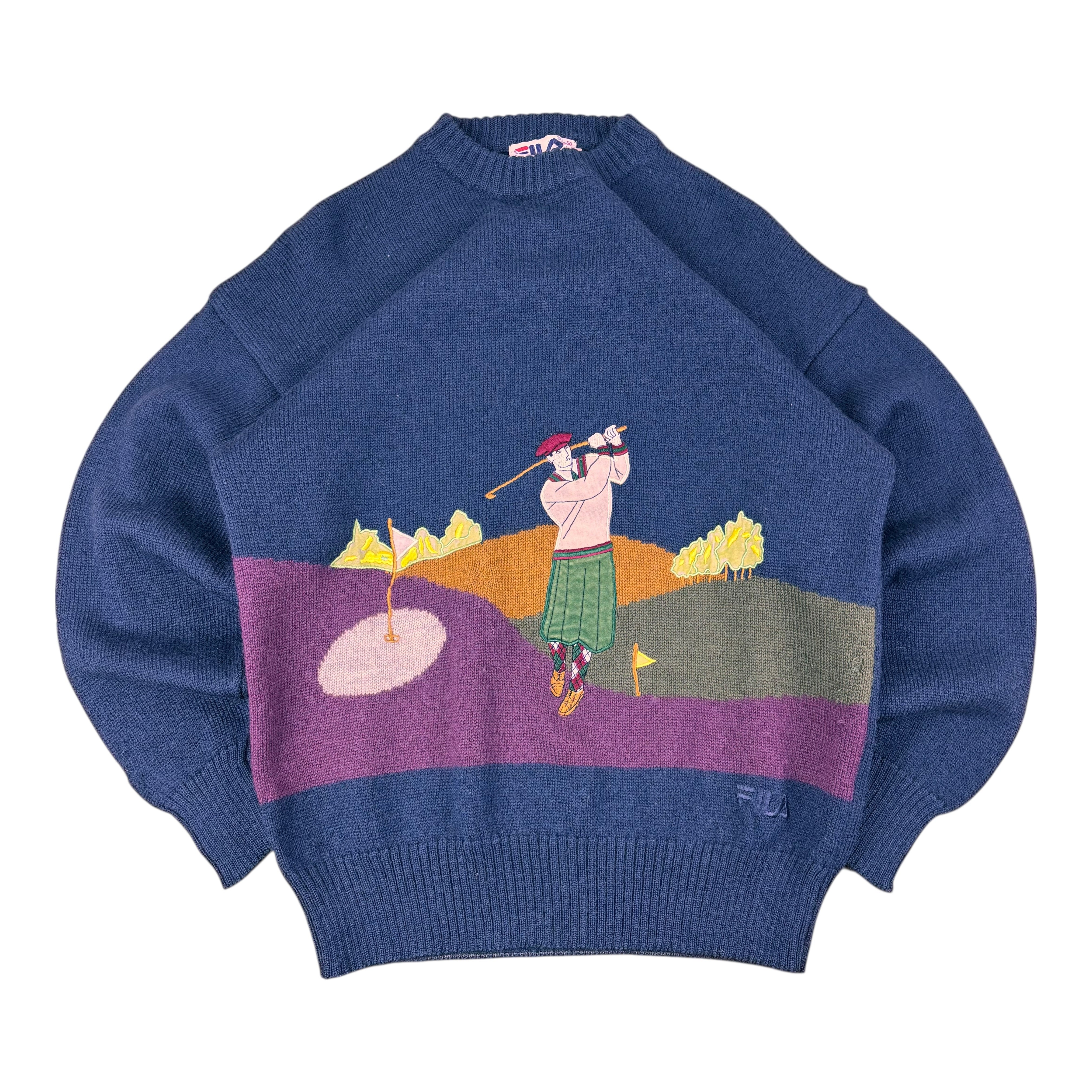 FILA 80s Golf Scene Knitted Sweater (M)