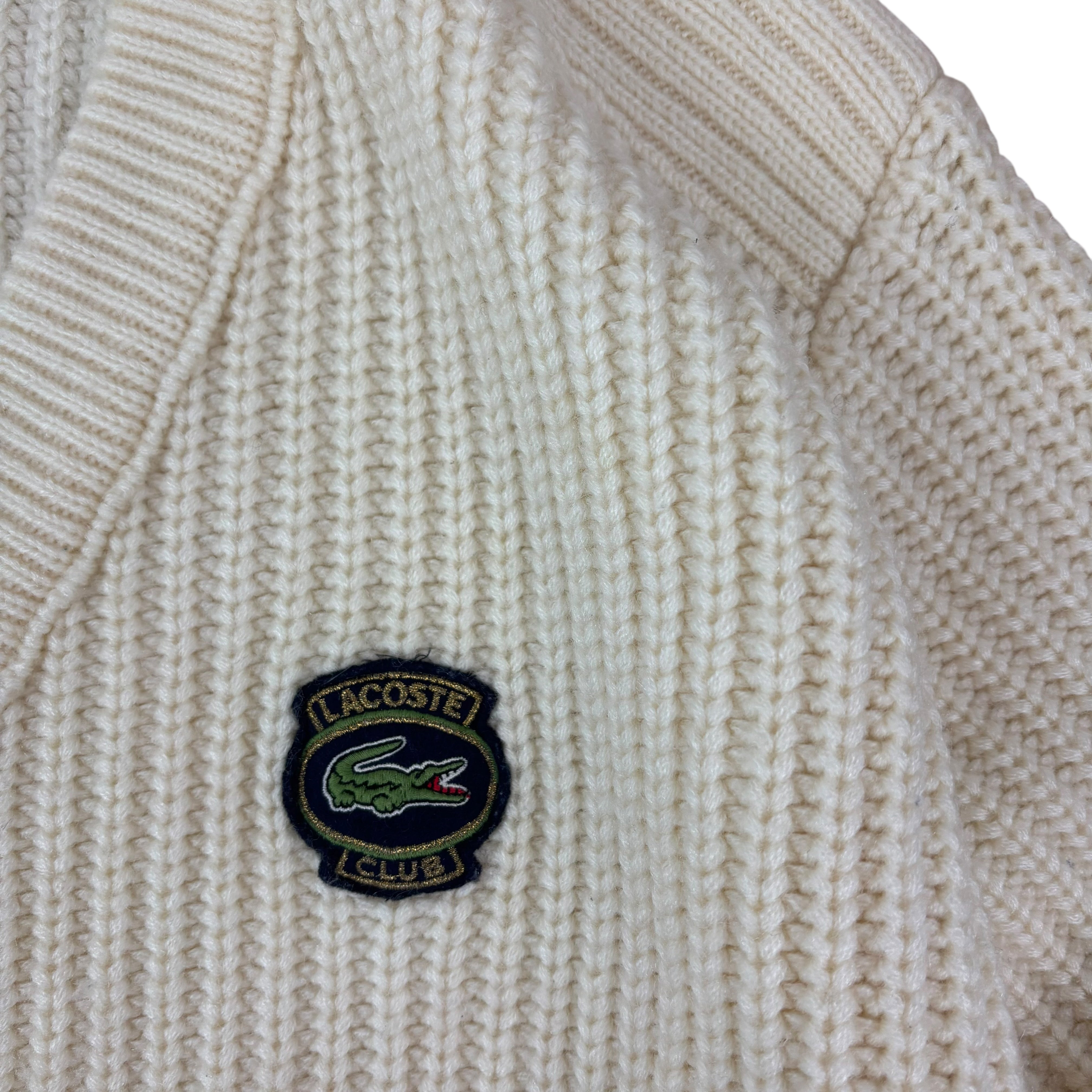 Lacoste Club Chemise Vintage Cream Knitted Tennis Cardigan (XL)