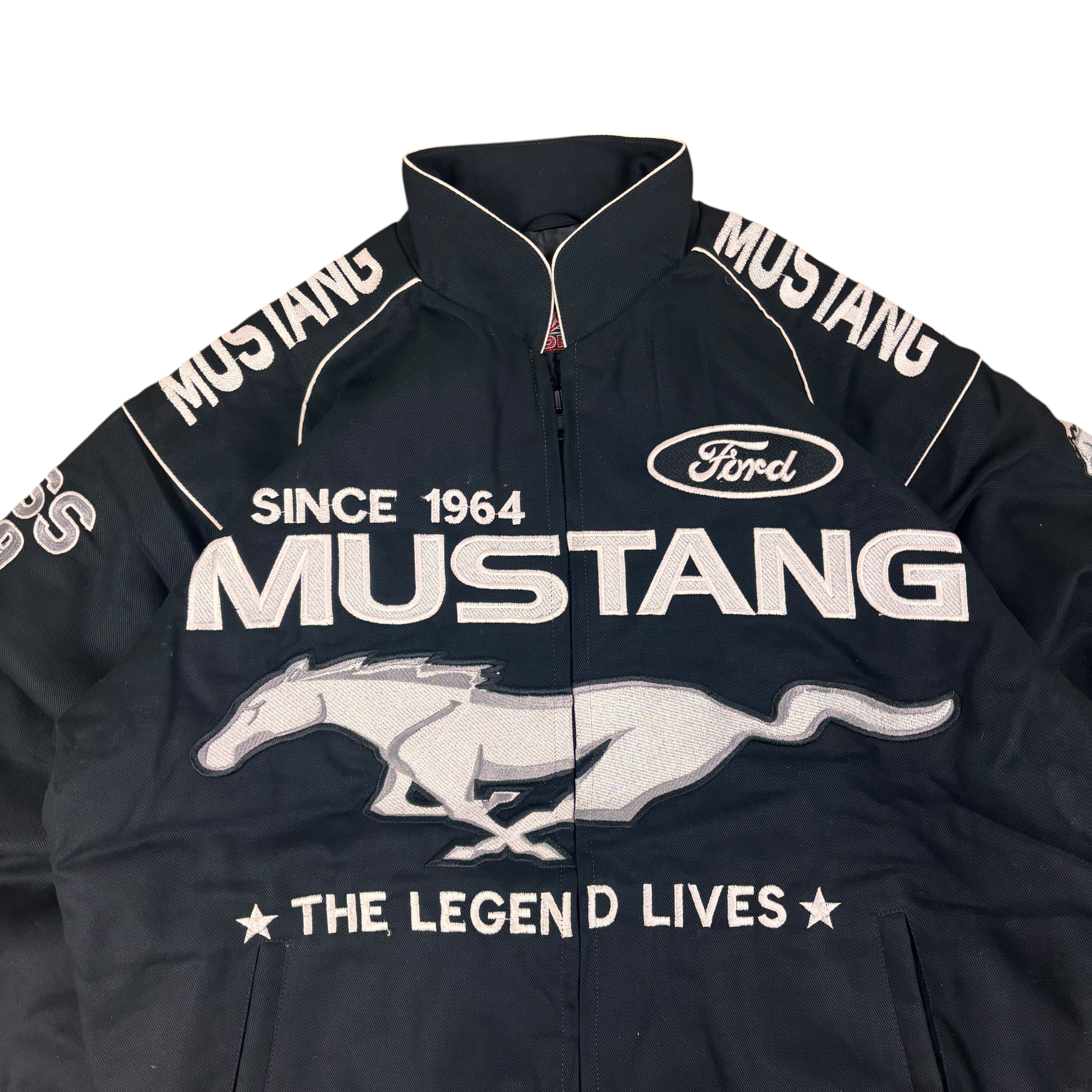 JHDesign Black Ford Mustang NASCAR Racing Jacket (L)