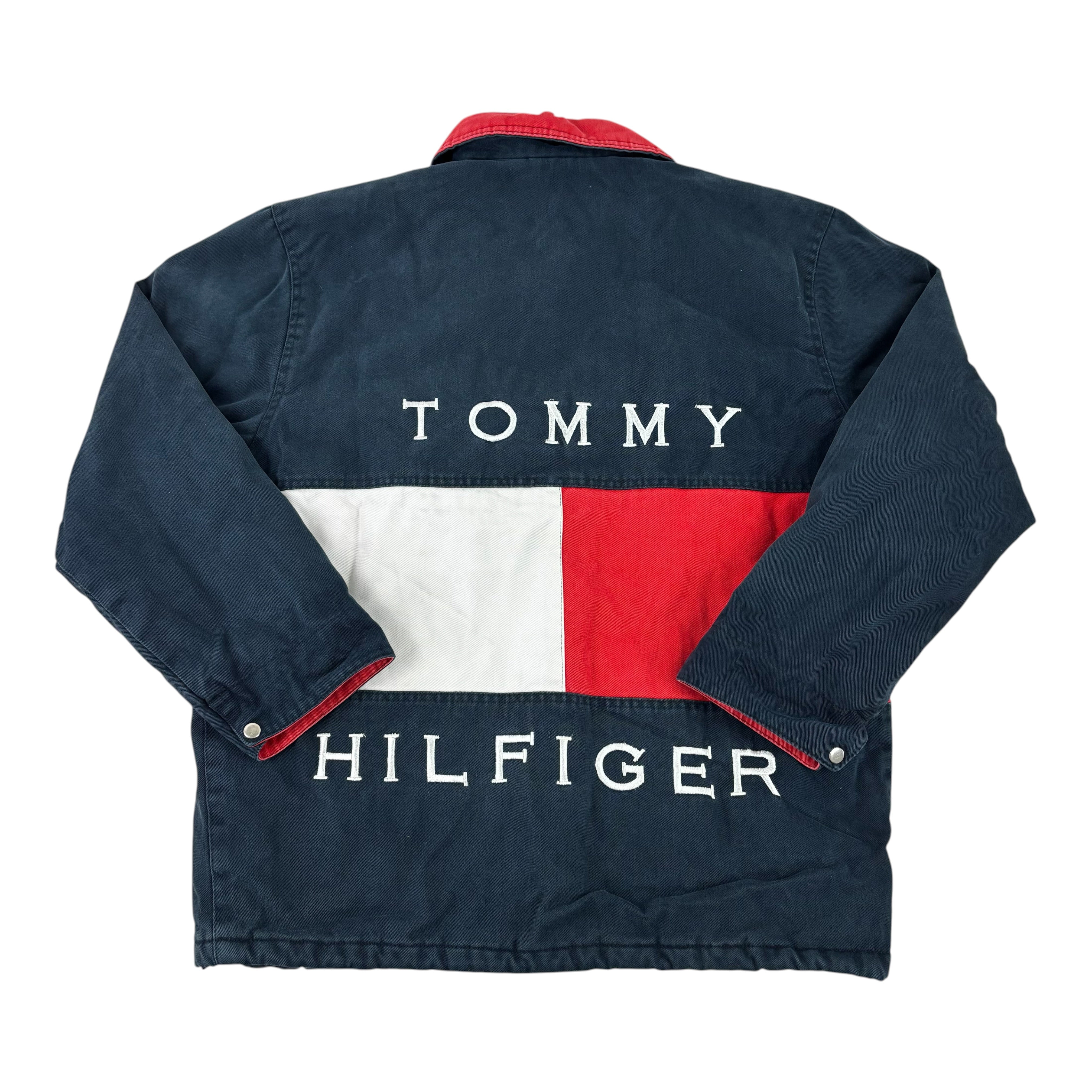 Tommy Hilfiger Sailing Gear 90s Denim Flag Quilted Jacket (XL)
