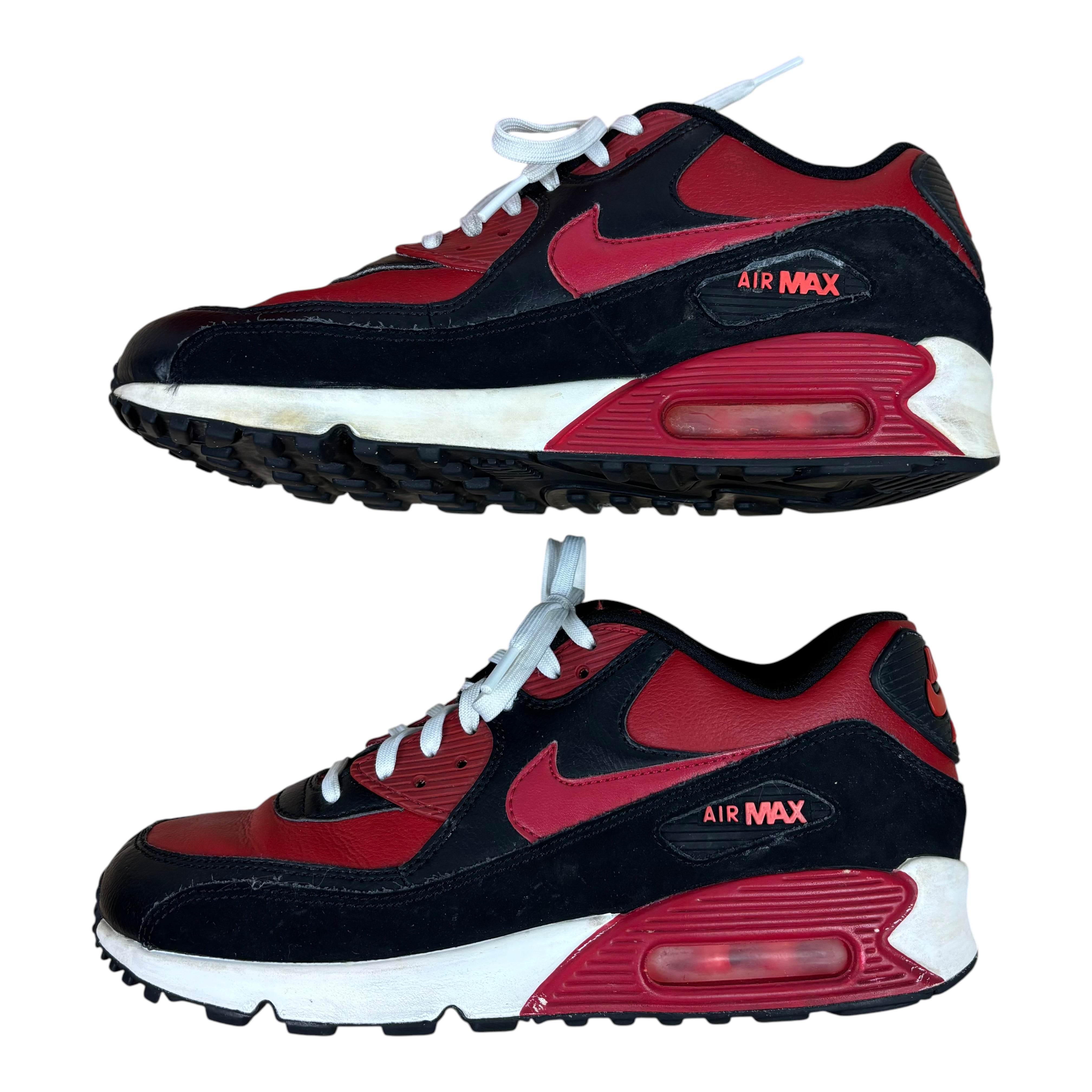 Nike AirMax90 LTR Black Red Trainers (UK6)