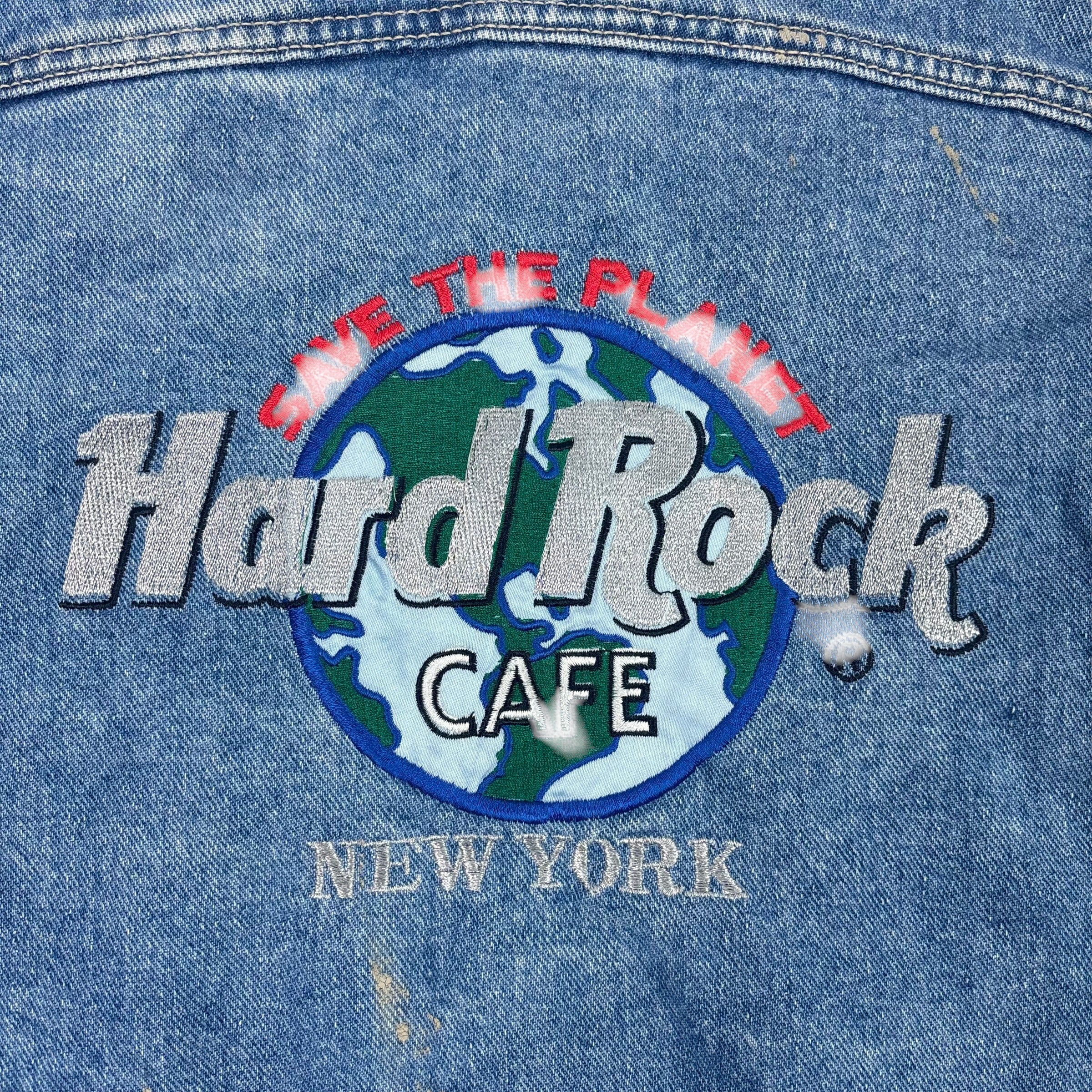 Hard Rock Cafe New York Vintage Bleach-Dyed Denim Jacket (L)