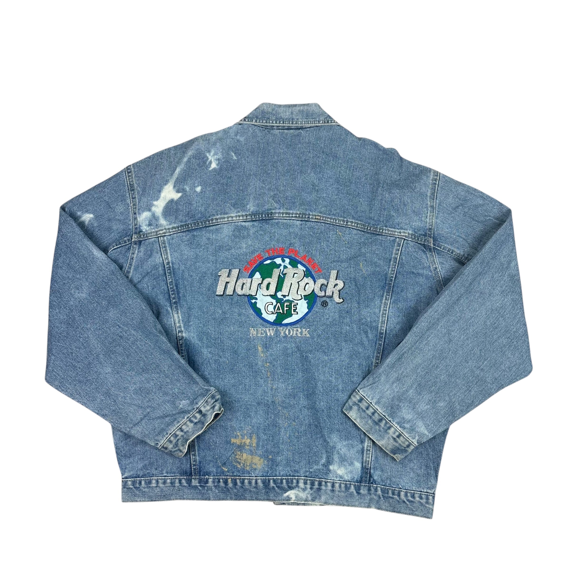 Hard Rock Cafe New York Vintage Bleach-Dyed Denim Jacket (L)
