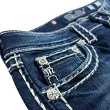 MissMe Y2K Distressed Boot-Cut Jeans (29”)