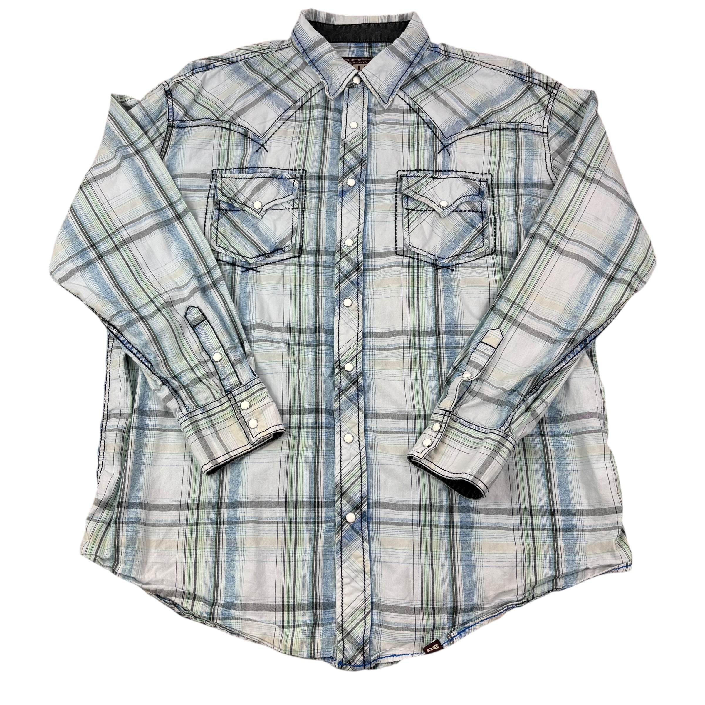 Cowboy Up Pearl Snap Plaid Shirt (XL)