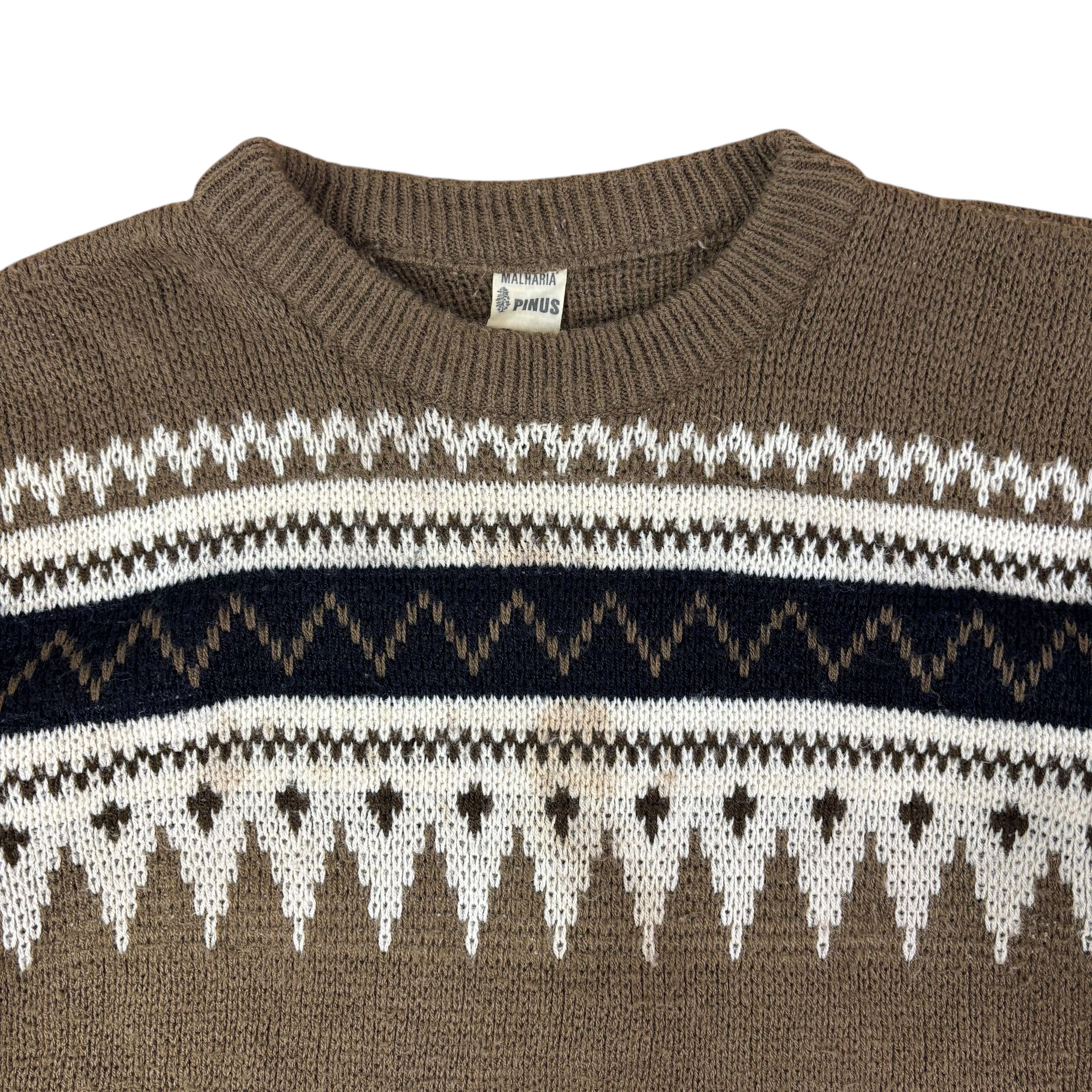Malharia Vintage Brown Knitted Sweater (L)