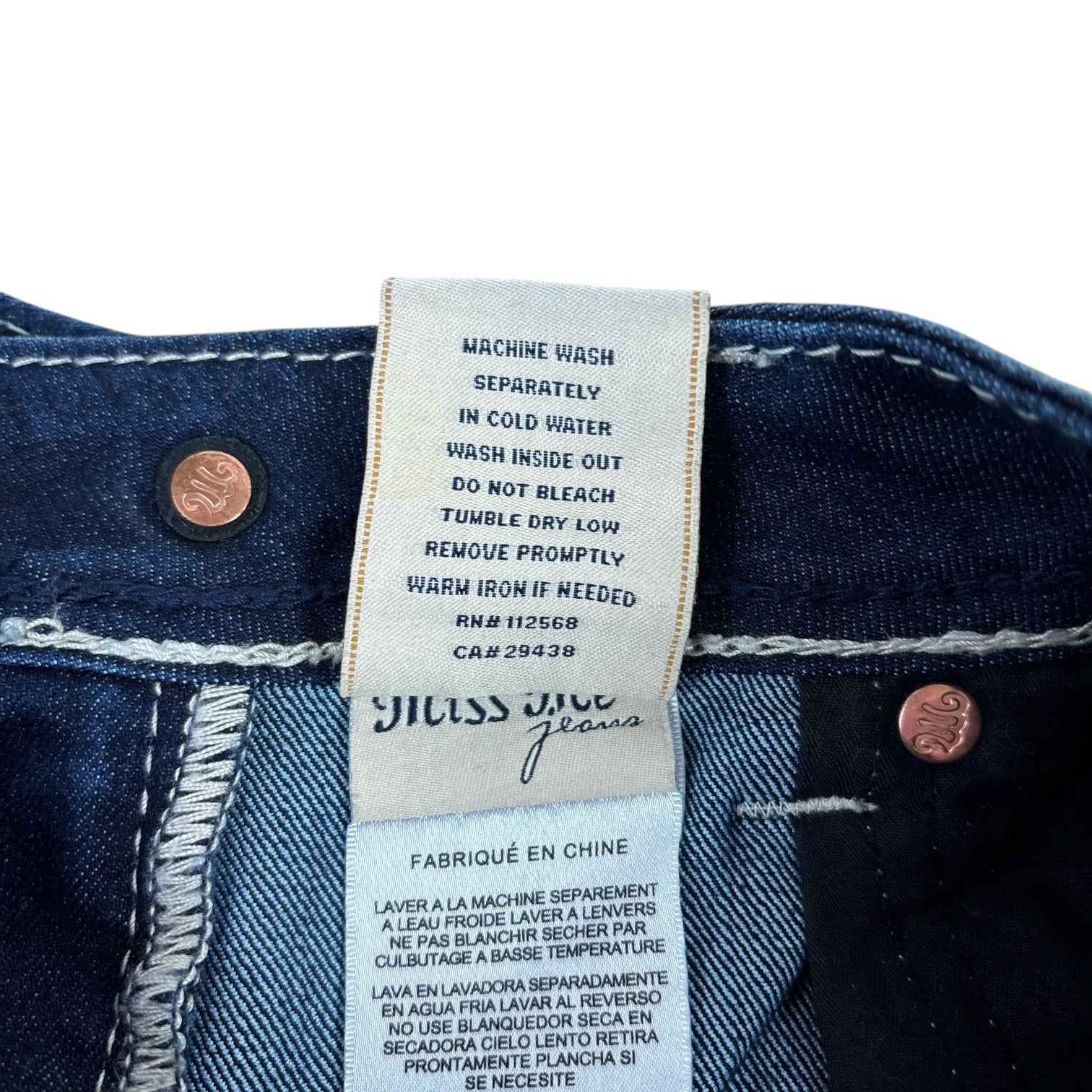 MissMe Y2K Distressed Boot-Cut Jeans (29”)