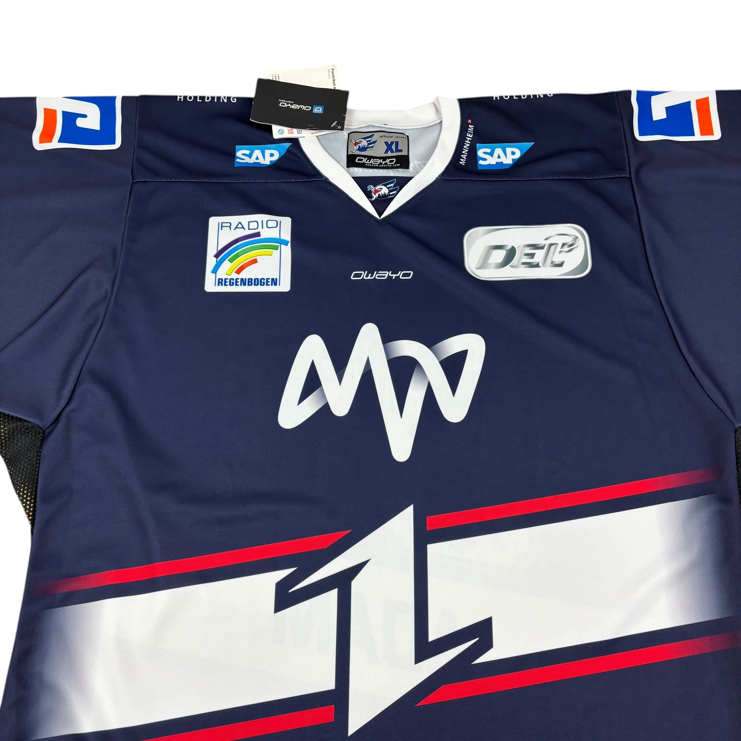 Owayo Adler Mannheim German Ice Hockey 2018/19 No.90 Adam Alternate Charity Jersey (XL)