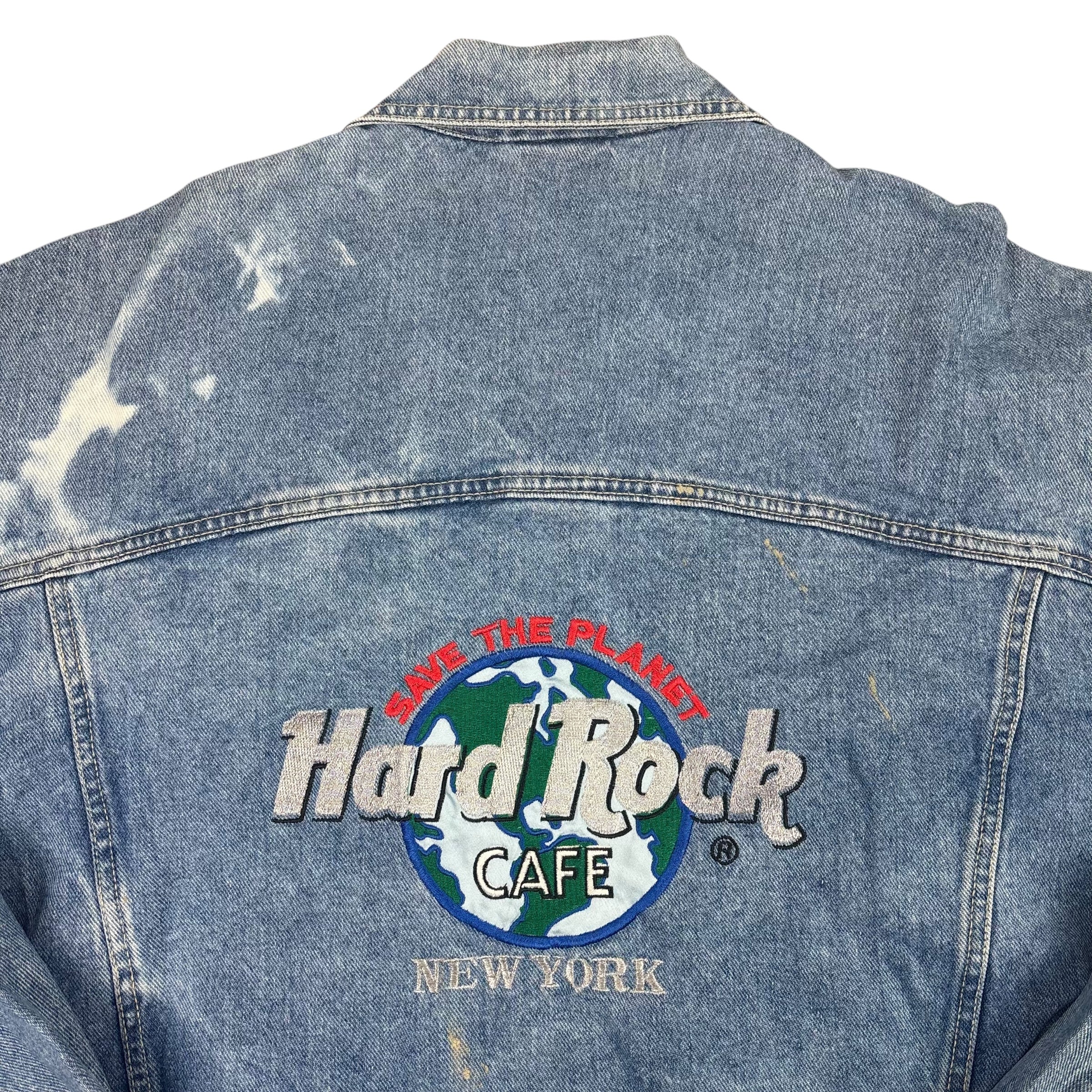 Hard Rock Cafe New York Vintage Bleach-Dyed Denim Jacket (L)