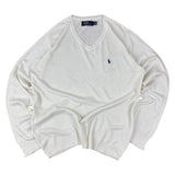 Polo Ralph Lauren White Knitted V-Neck Sweater (M)