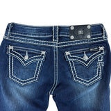 MissMe Y2K Distressed Boot-Cut Jeans (29”)