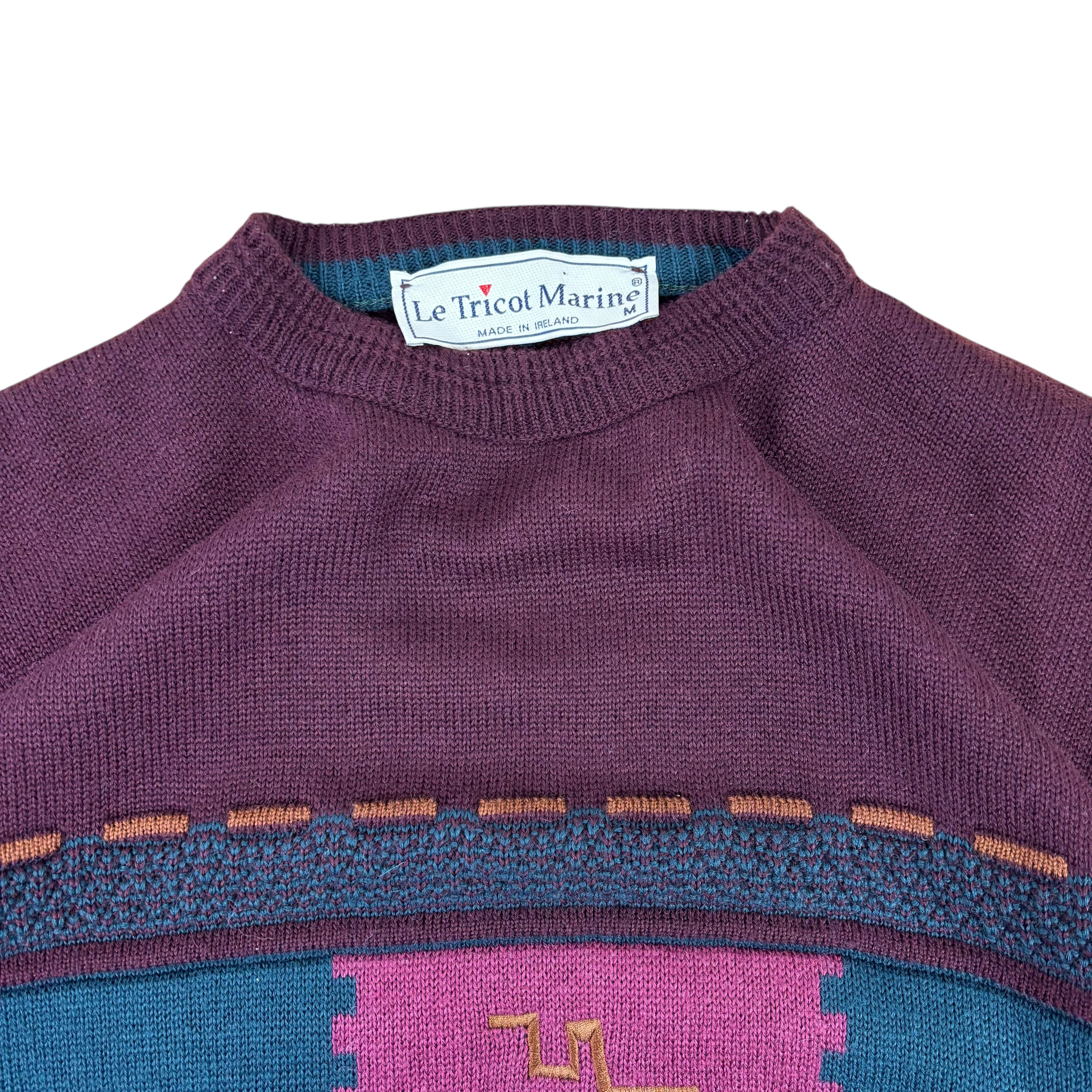 Le Tricot Marine Vintage Made in Ireland Knitted Fisherman Sweater (M)