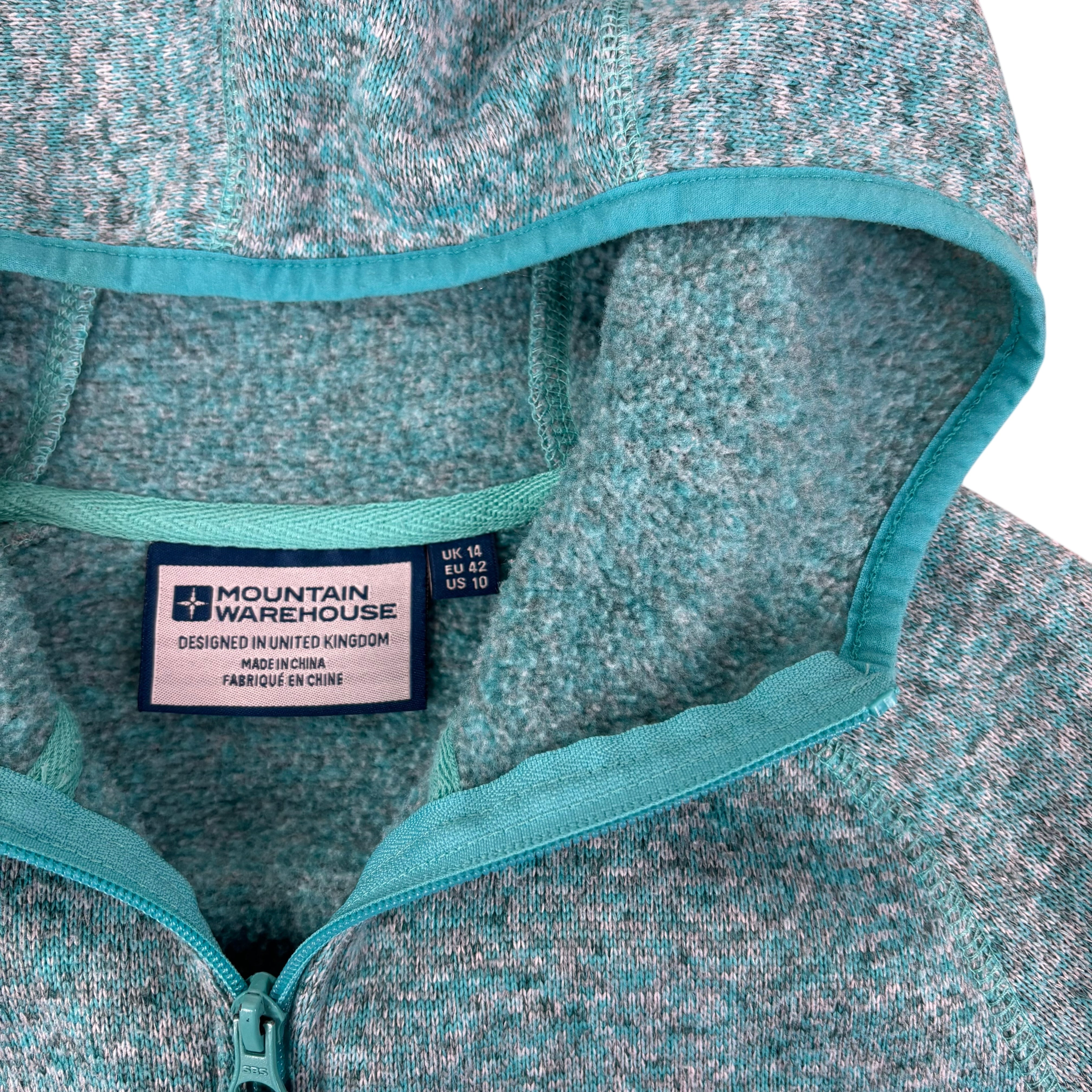 Mountain Warehouse Turquoise Knit Fleece Hoodie (Women’s L)