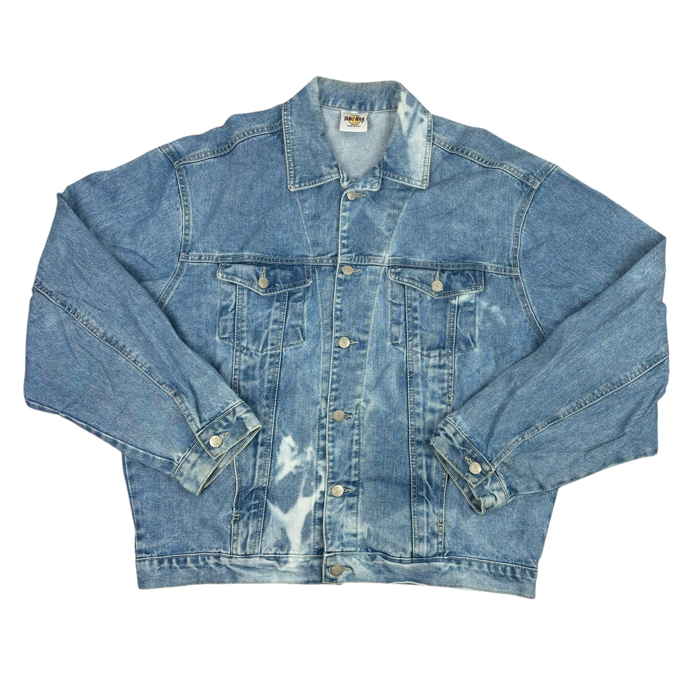 Hard Rock Cafe New York Vintage Bleach-Dyed Denim Jacket (L)