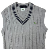 Lacoste Vintage Grey Knitted V-Neck Sweater Vest (S)