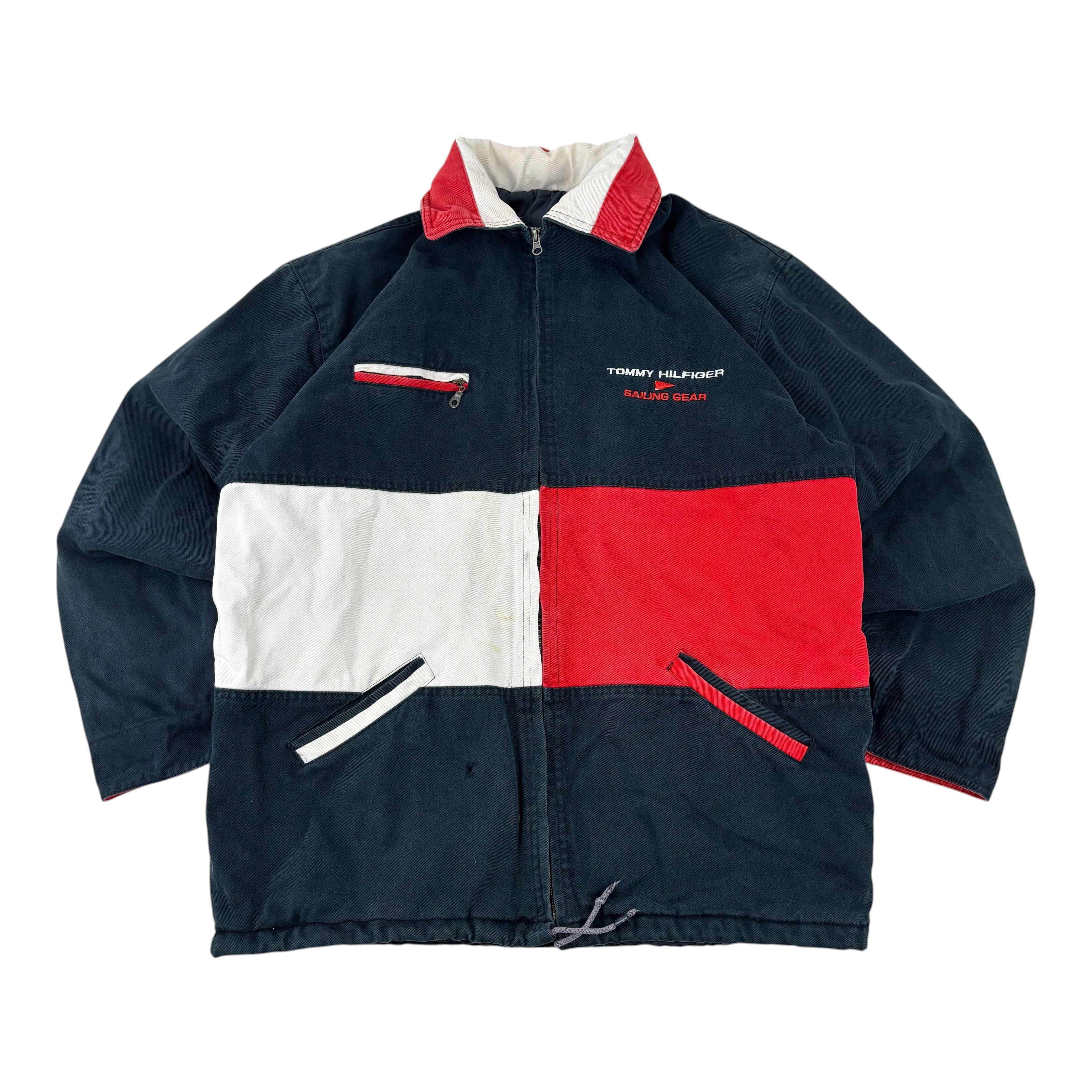 Tommy Hilfiger Sailing Gear 90s Denim Flag Quilted Jacket (XL)