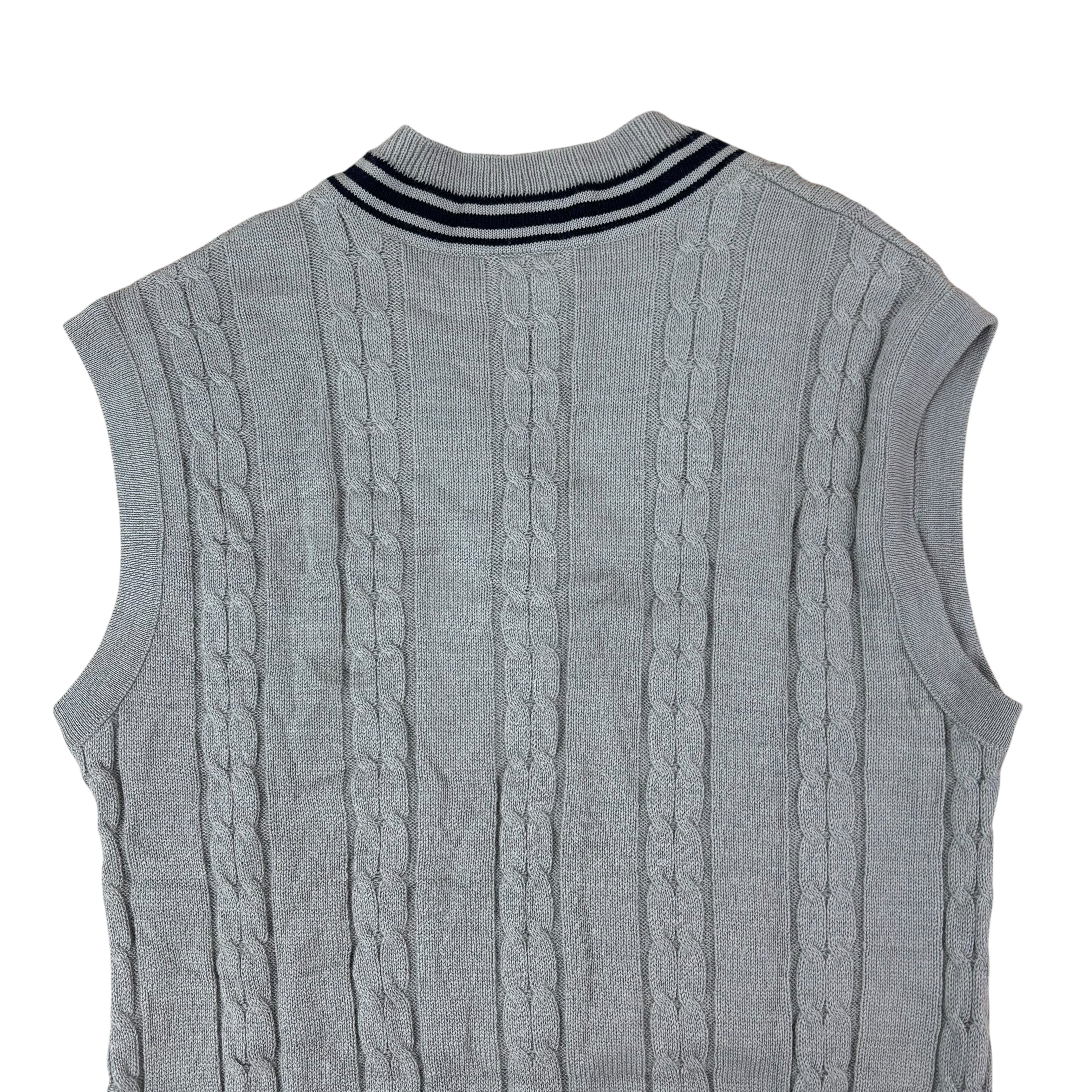 Lacoste Vintage Grey Knitted V-Neck Sweater Vest (S)