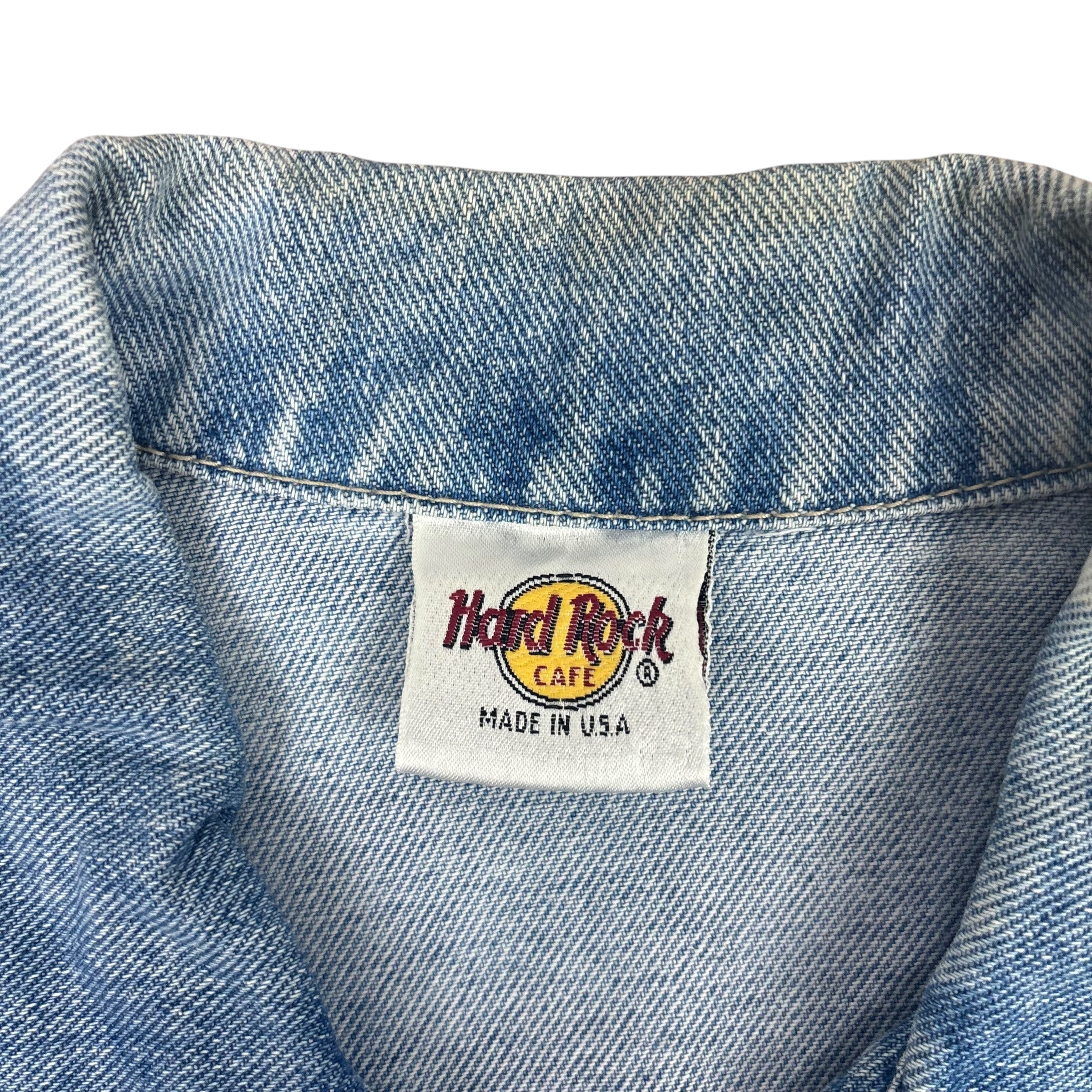 Hard Rock Cafe New York Vintage Bleach-Dyed Denim Jacket (L)