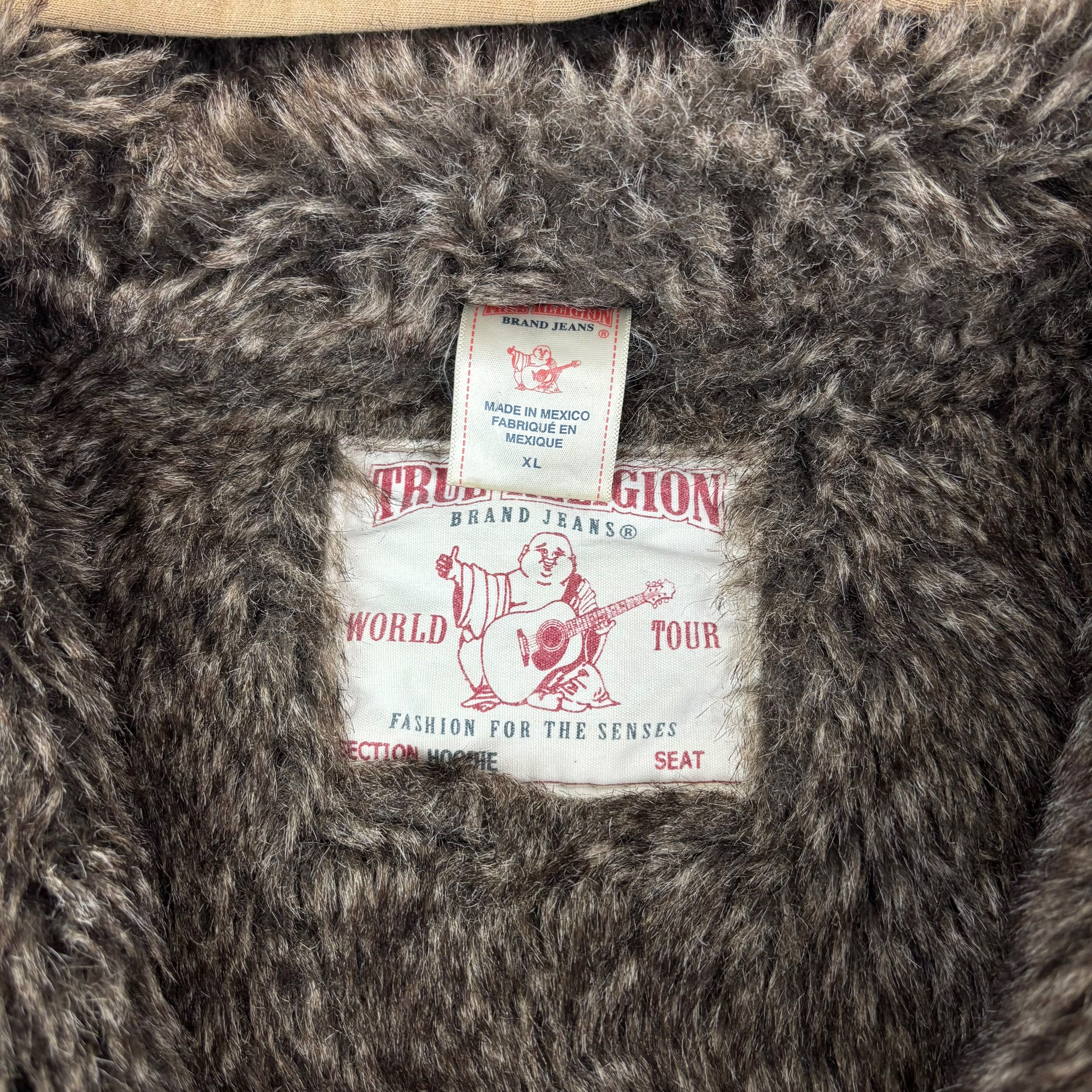 True Religion Y2K Contrast Stitch Faux-Fur Lined Hoodie (XL)