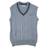 Lacoste Vintage Grey Knitted V-Neck Sweater Vest (S)