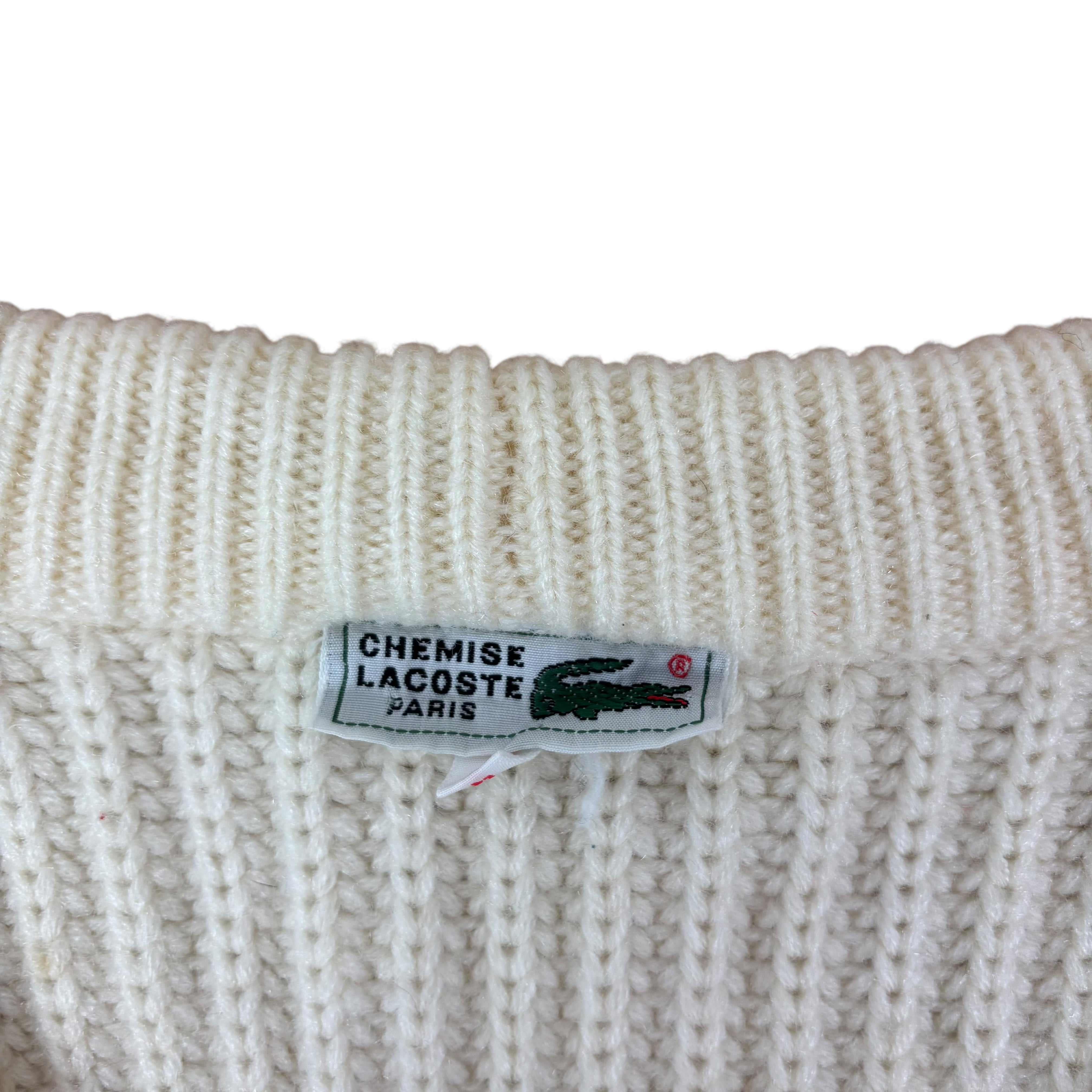 Lacoste Club Chemise Vintage Cream Knitted Tennis Cardigan (XL)