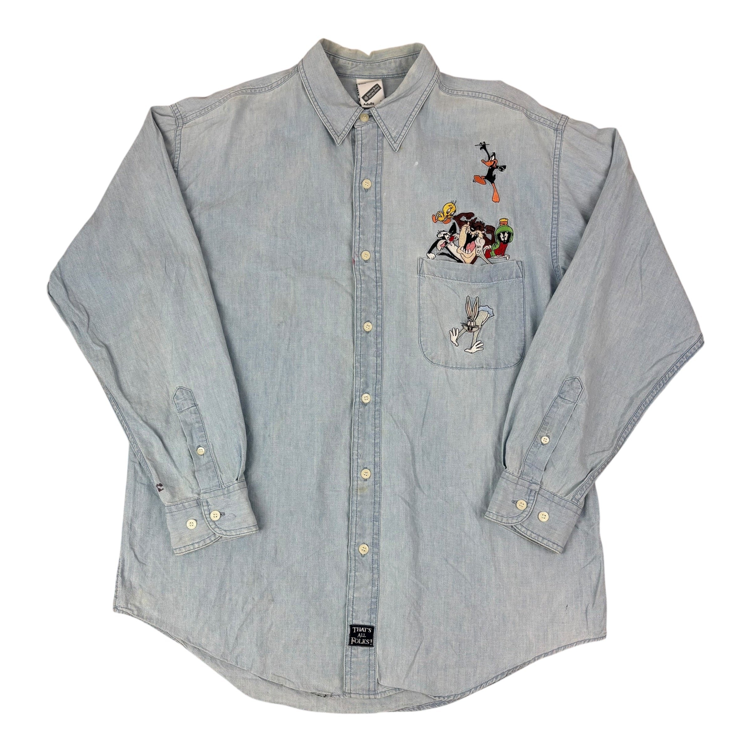 Looney Tunes 90s Graphic Denim Shirt (M)