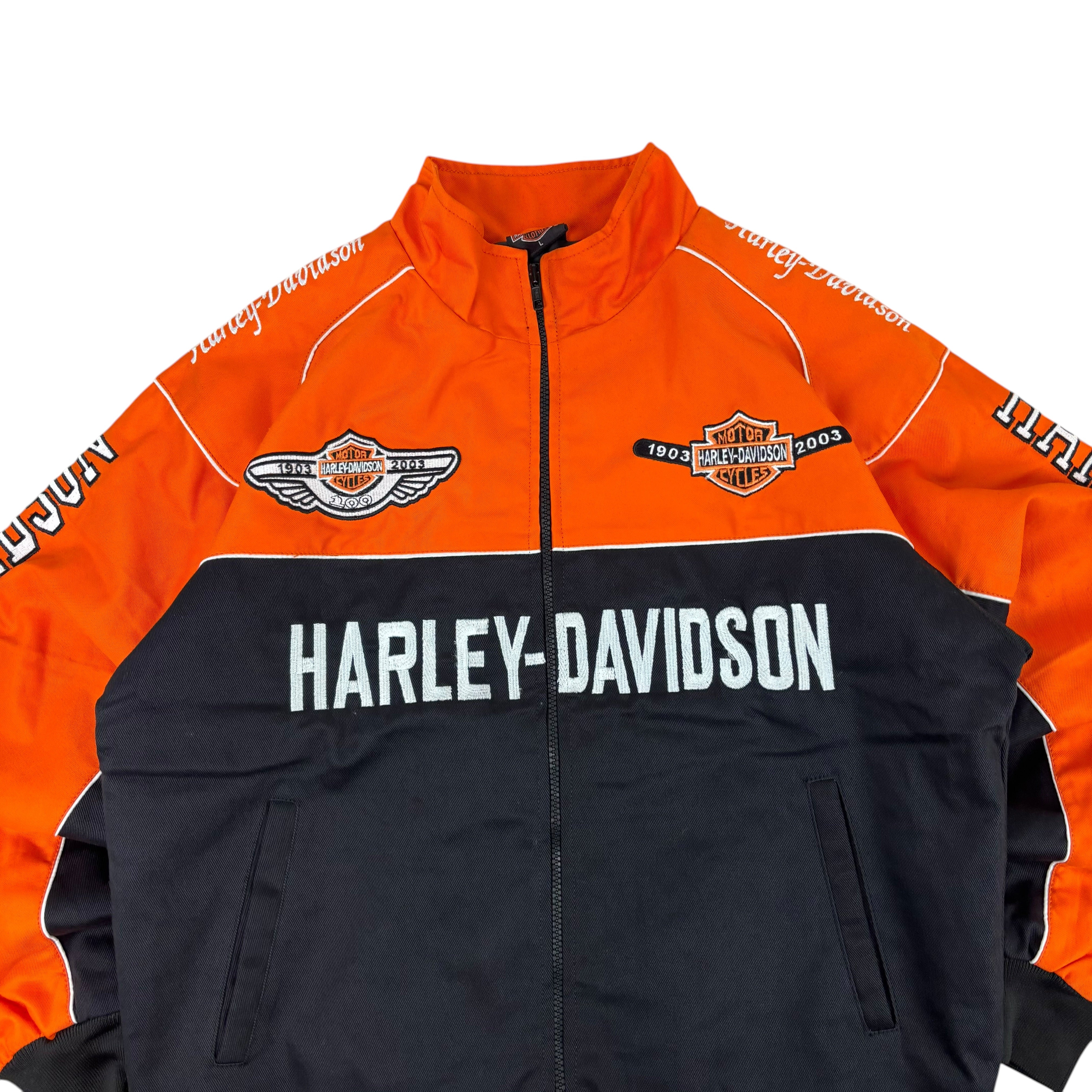 Harley Davidson 100 Year Anniversary 2003 Orange Racing Jacket (M-XL)