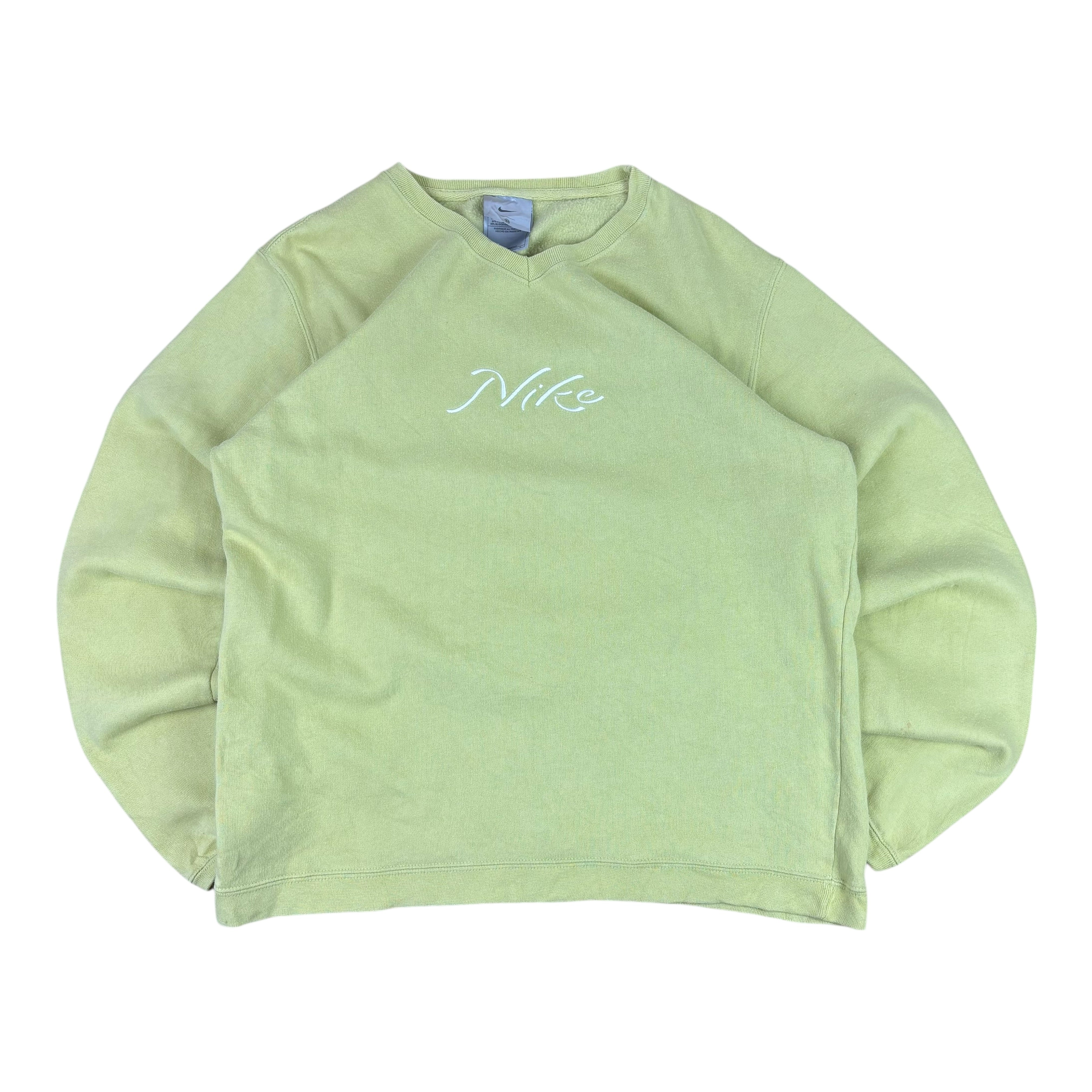 Nike Y2K Lime Green Spell-Out Sweater (Women’s M)