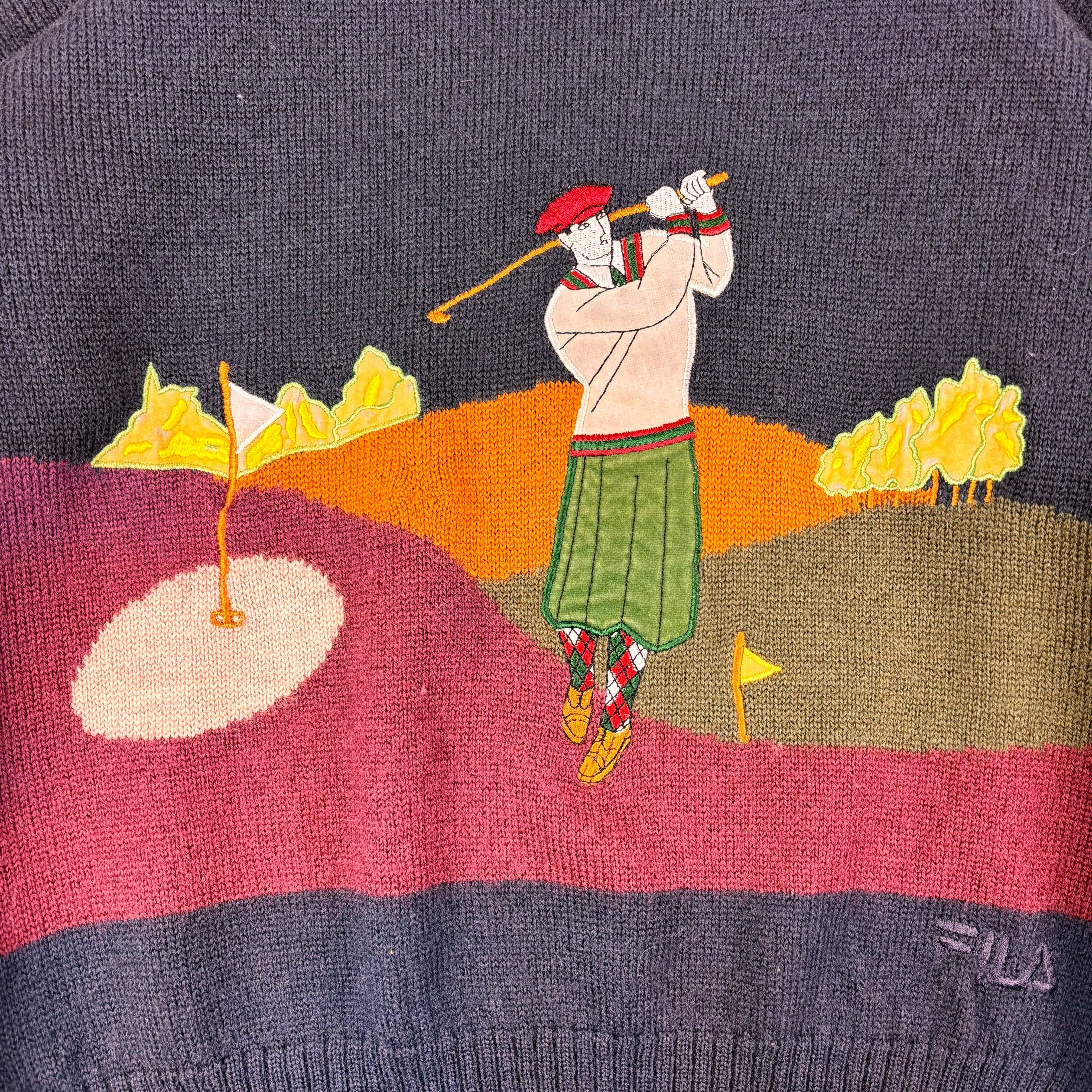 FILA 80s Golf Scene Knitted Sweater (M)