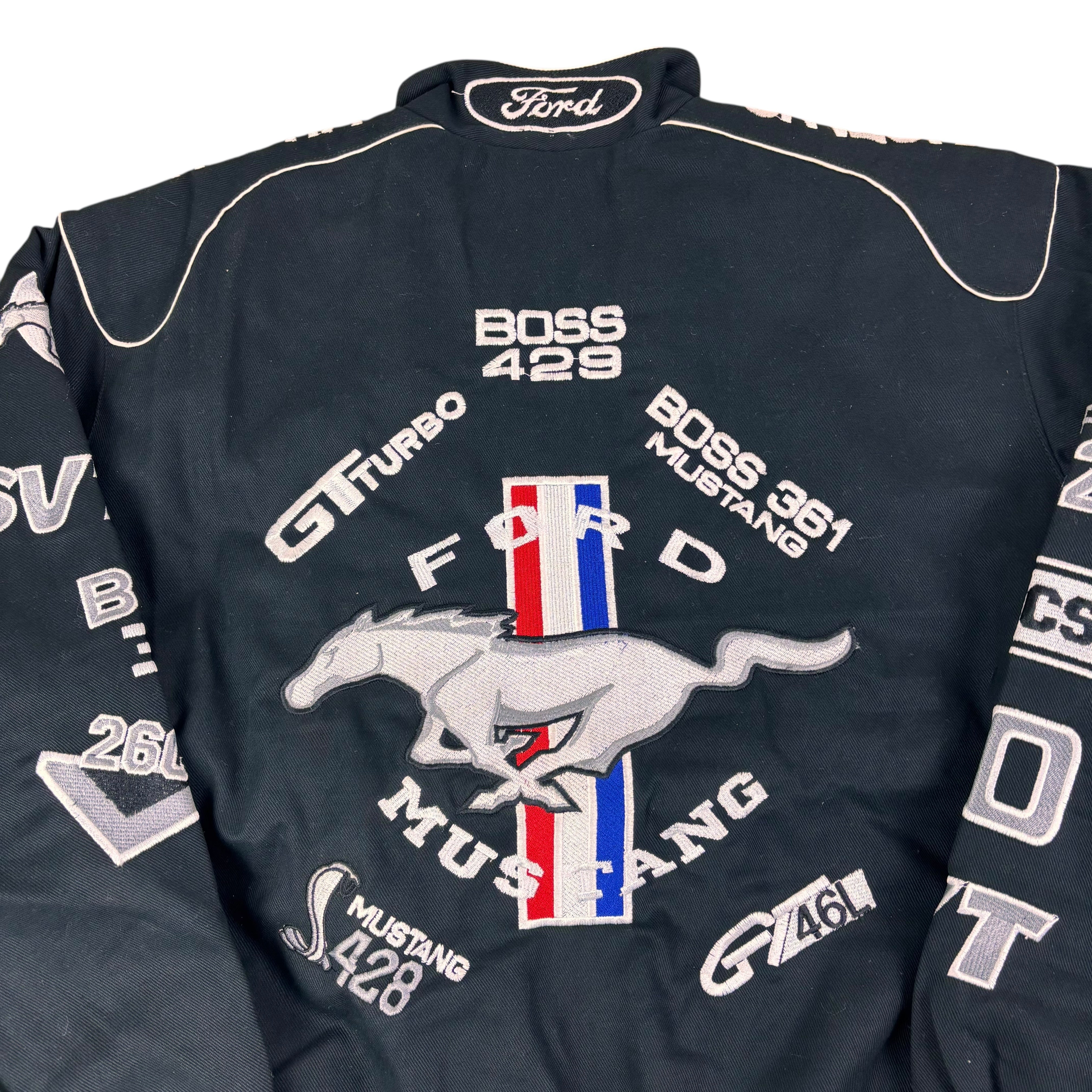 JHDesign Black Ford Mustang NASCAR Racing Jacket (L)