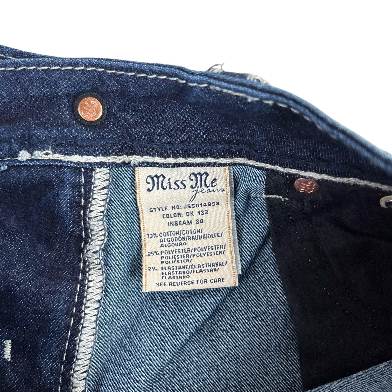 MissMe Y2K Distressed Boot-Cut Jeans (29”)