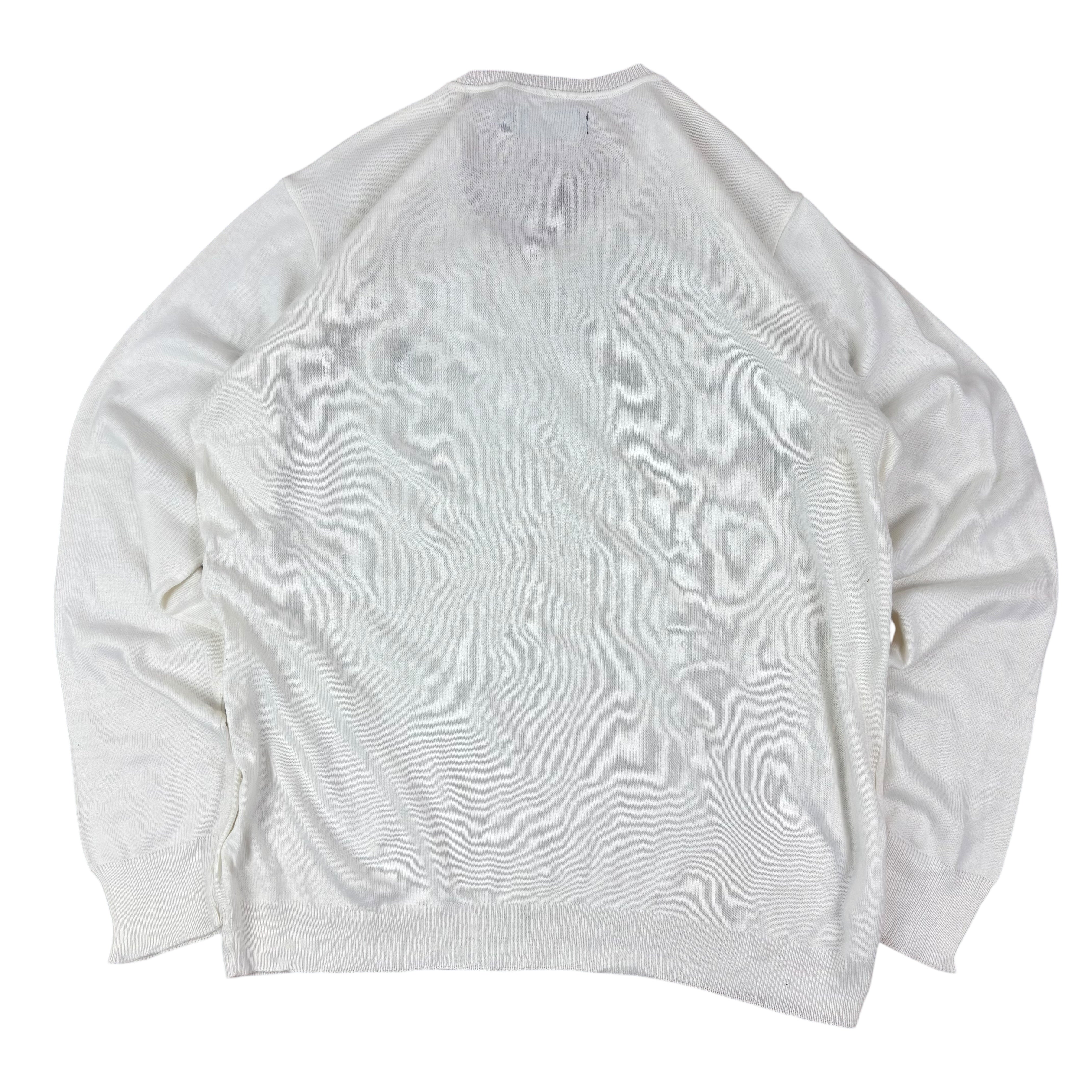 Polo Ralph Lauren White Knitted V-Neck Sweater (M)