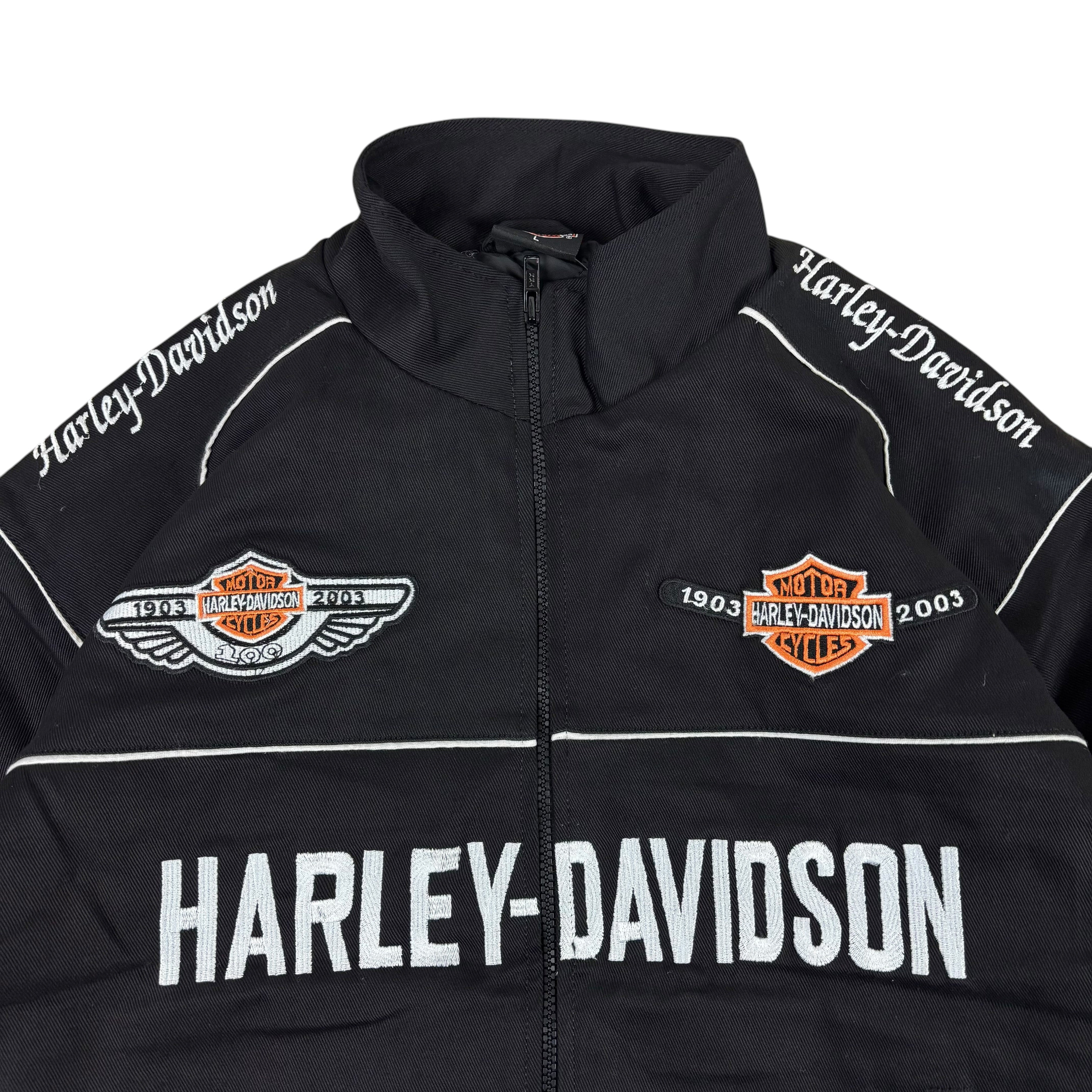 Harley Davidson 100 Year Anniversary 2003 Black Racing Jacket (L-XL)