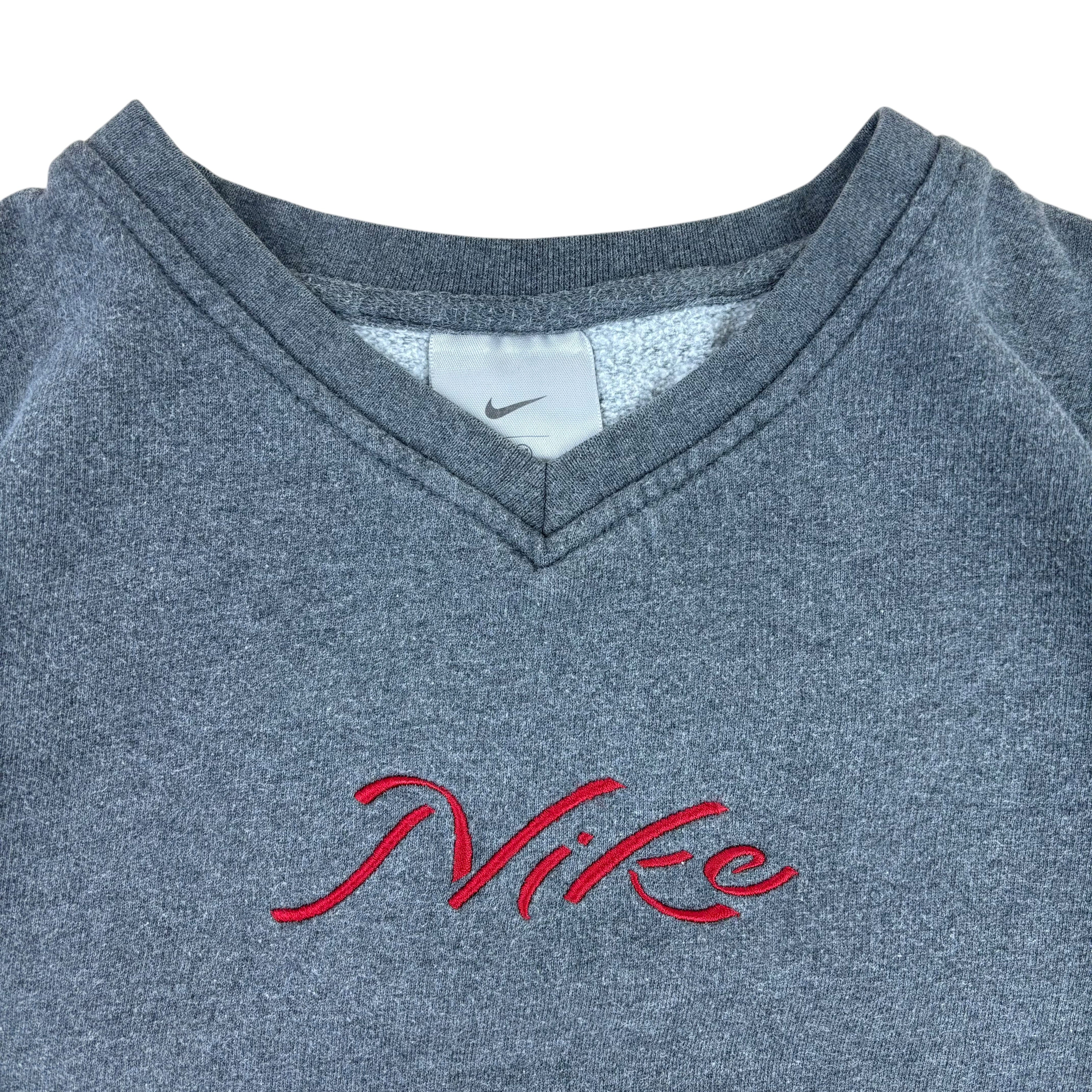 Nike Y2K Grey Script Sweater (Women’s M)