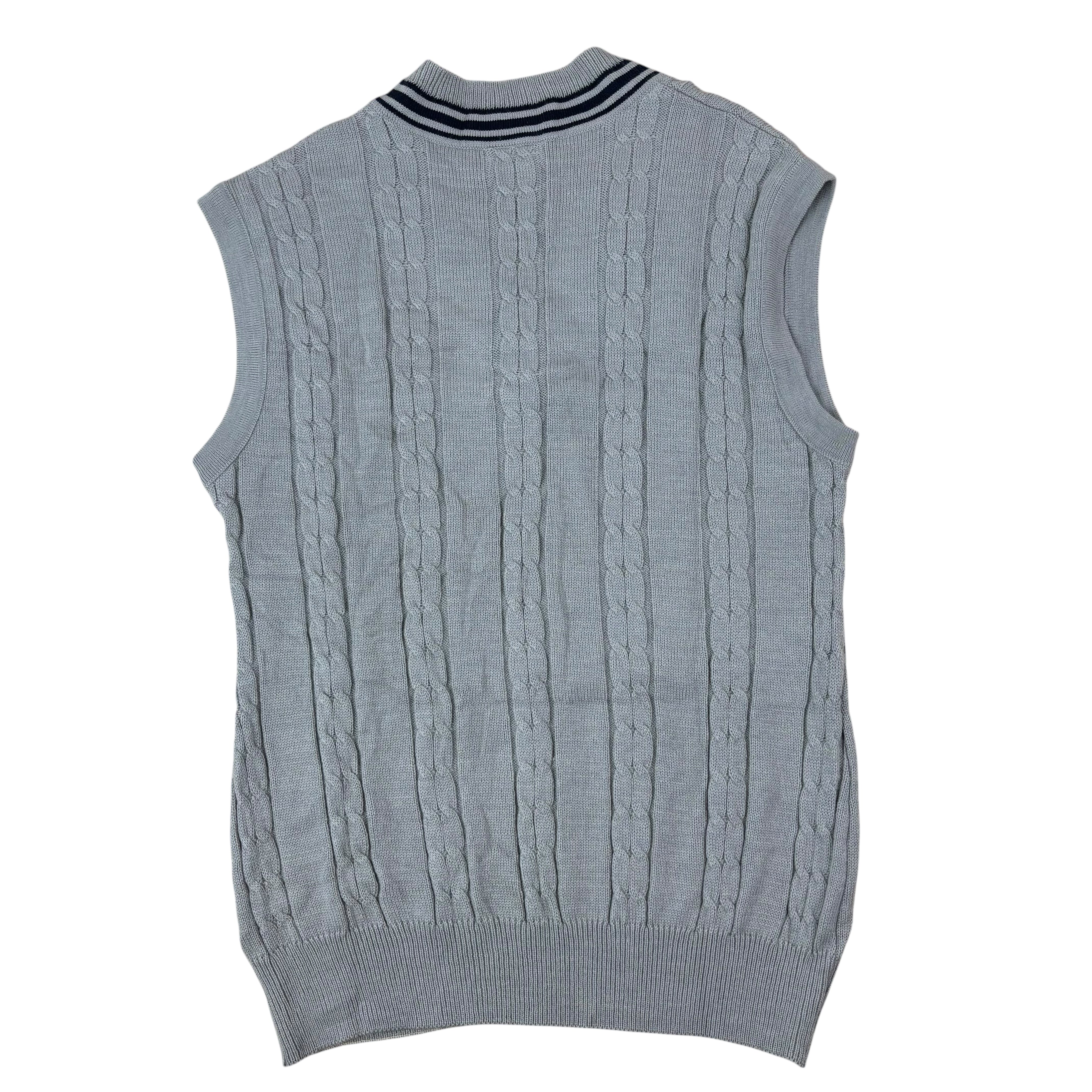 Lacoste Vintage Grey Knitted V-Neck Sweater Vest (S)